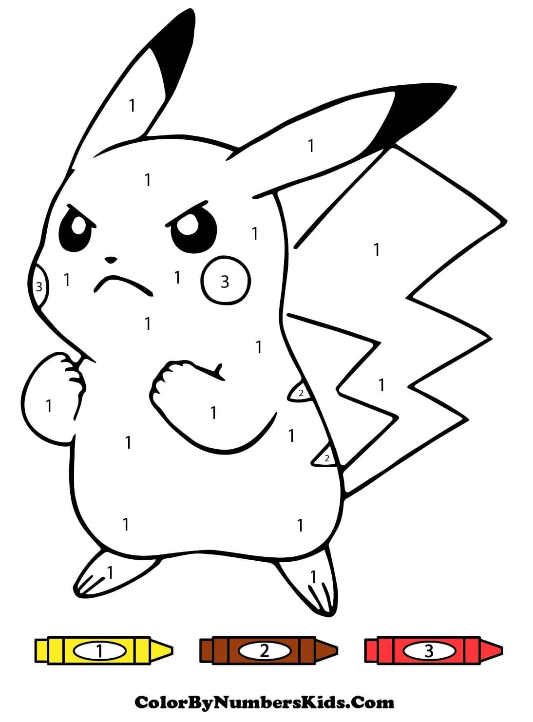 Angry Pokemon Pikachu Color By Number