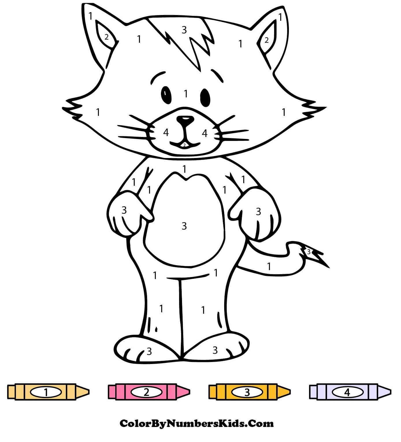 Animated Cat Color By Number Worksheet