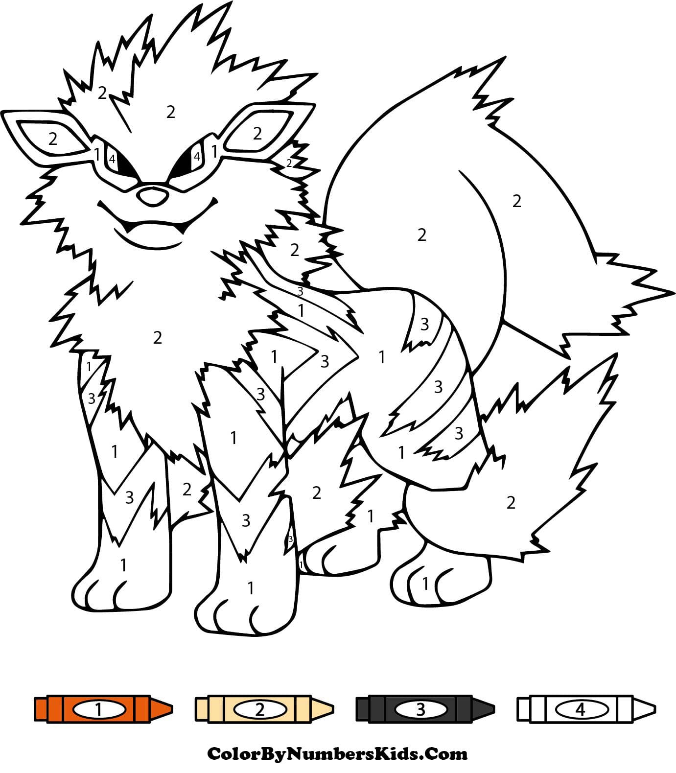 Arcanine Pokemon Color By Numbers