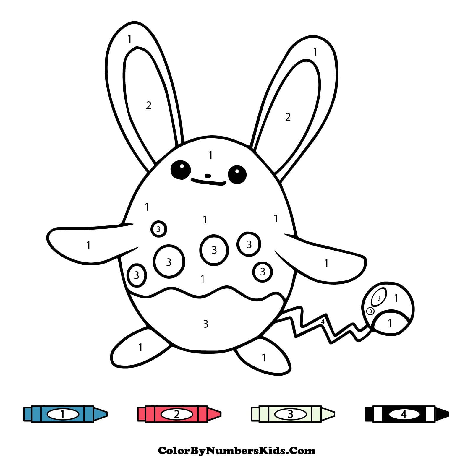 Azumarill Pokemon Color By Numbers