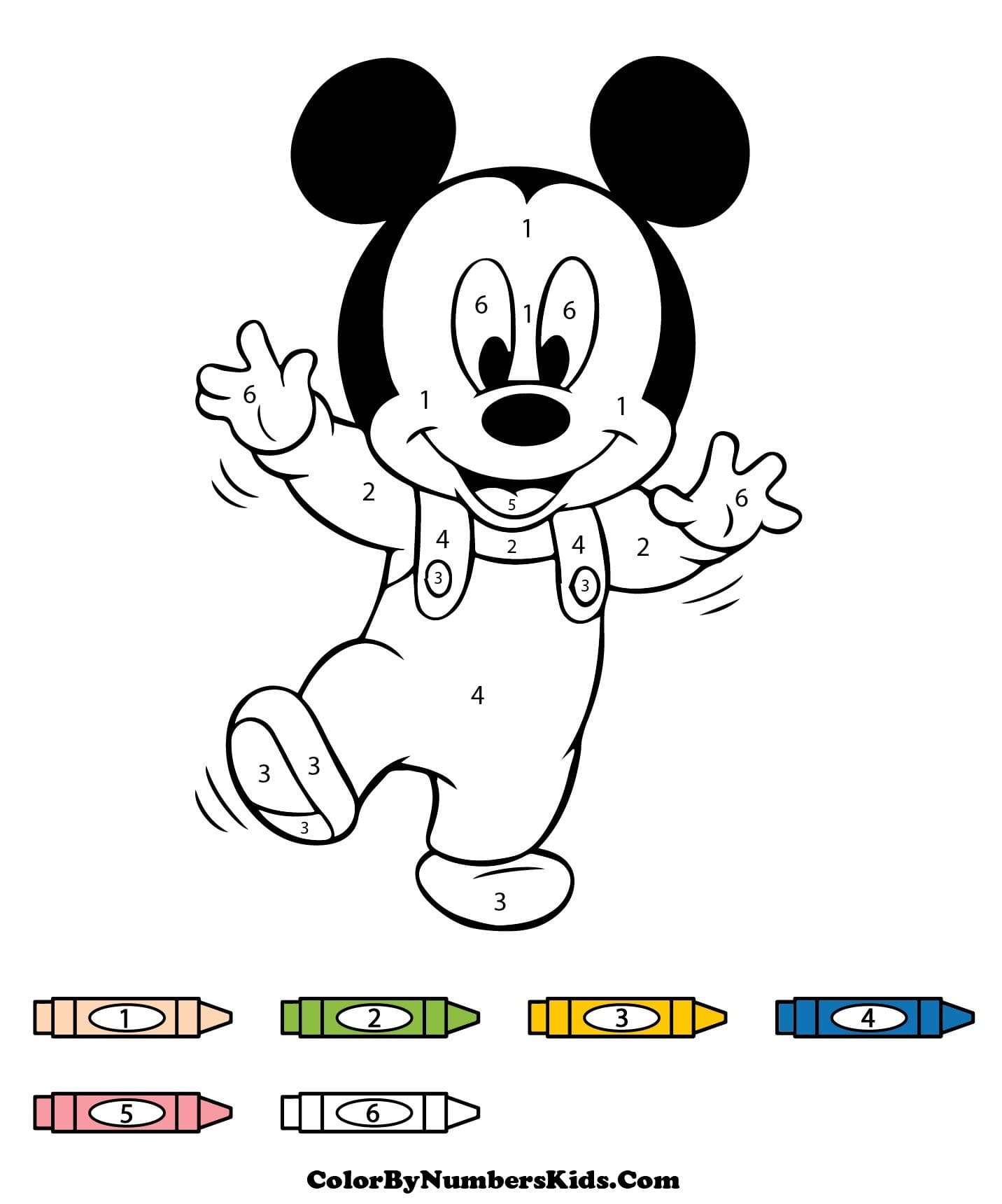 Baby Mickey Mouse Color By Number