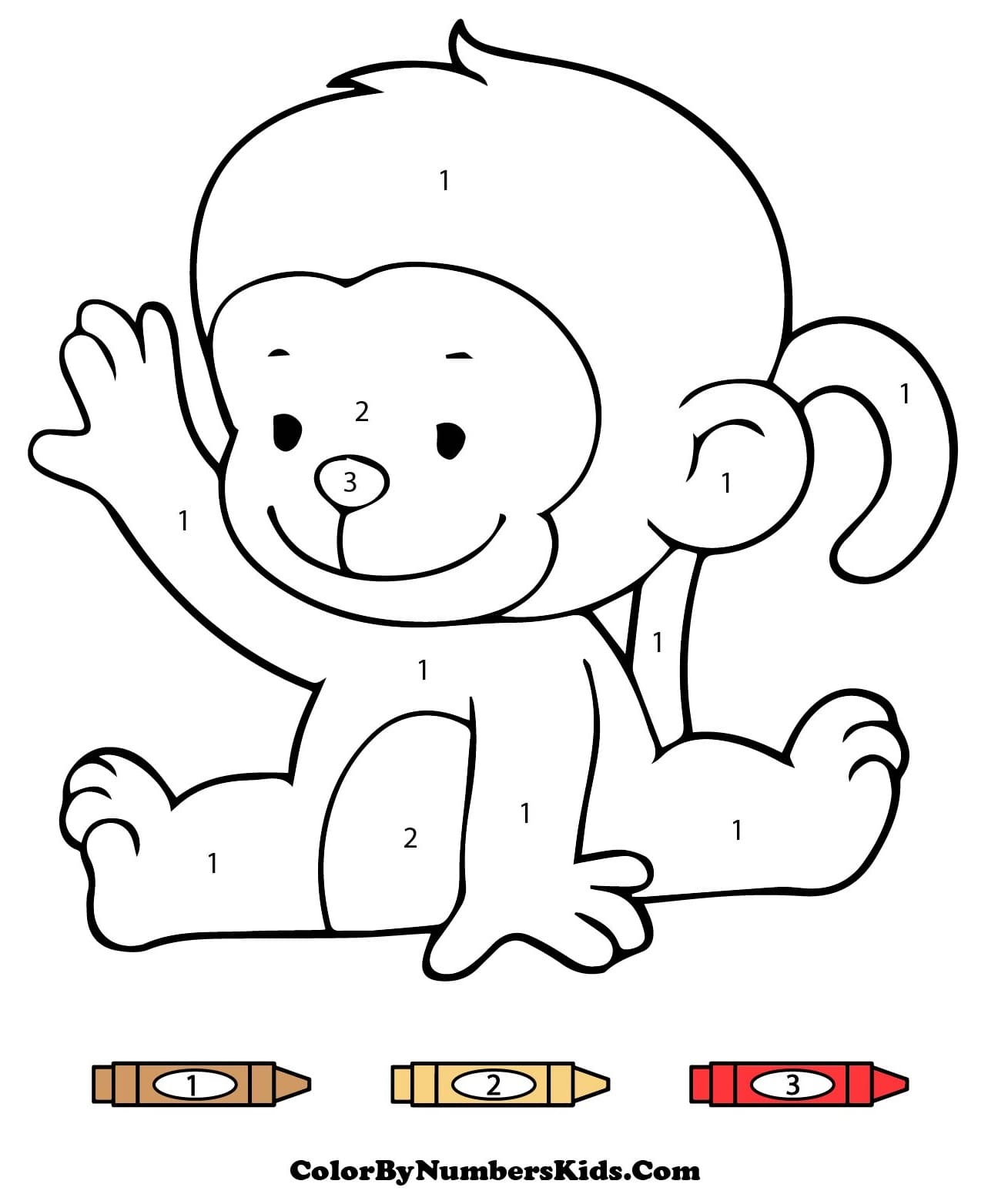 Baby Monkey Color By Number