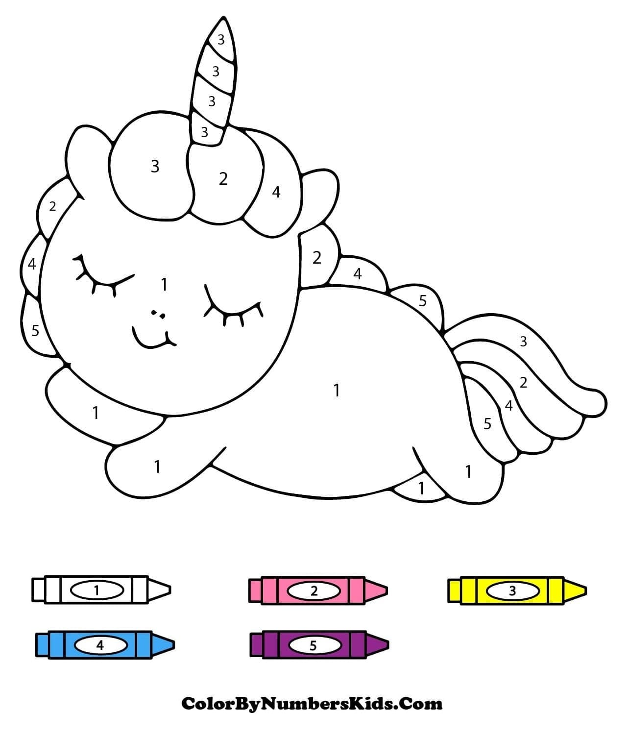 Baby Unicorn Color By Number