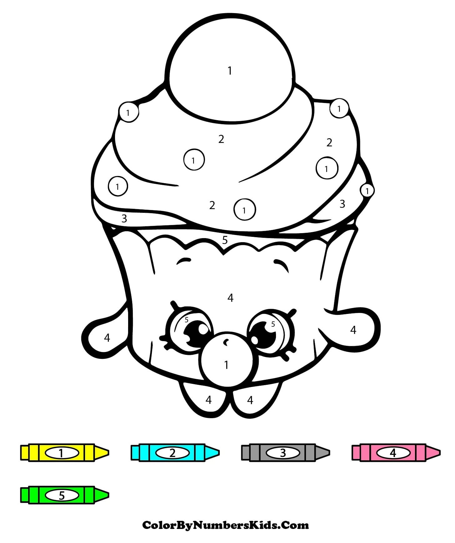 Bubble Cupcake Shopkins Color By Number