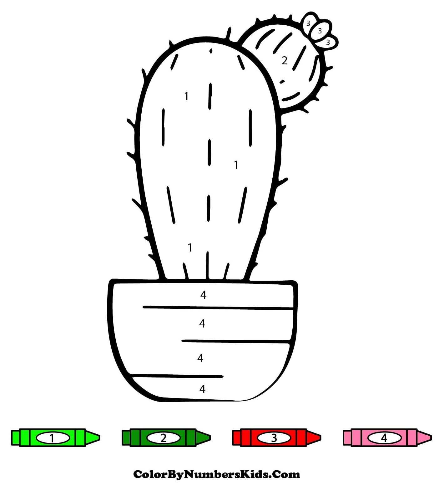 Cactus Color By Number For Kids