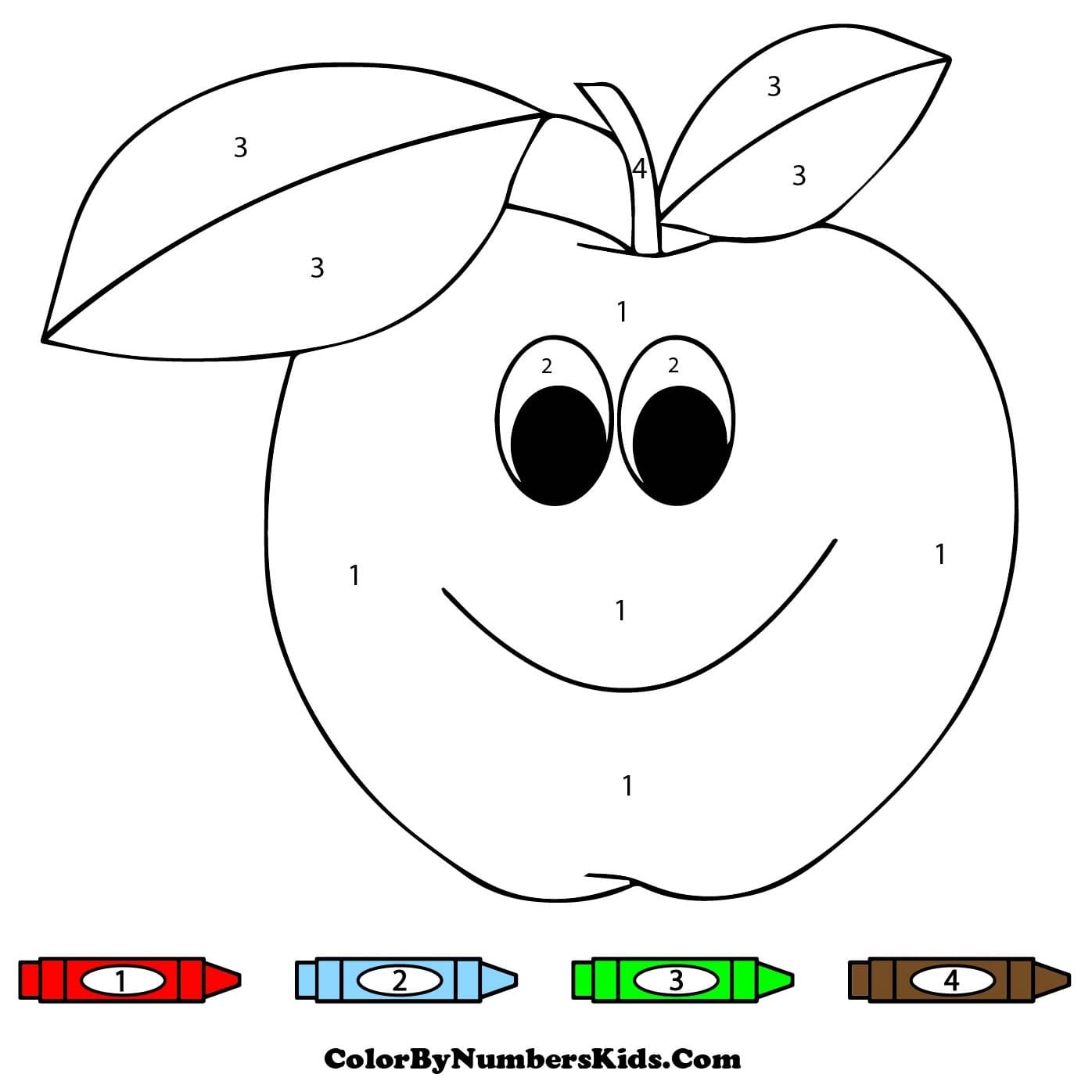 Cartoon Apple Color By Number
