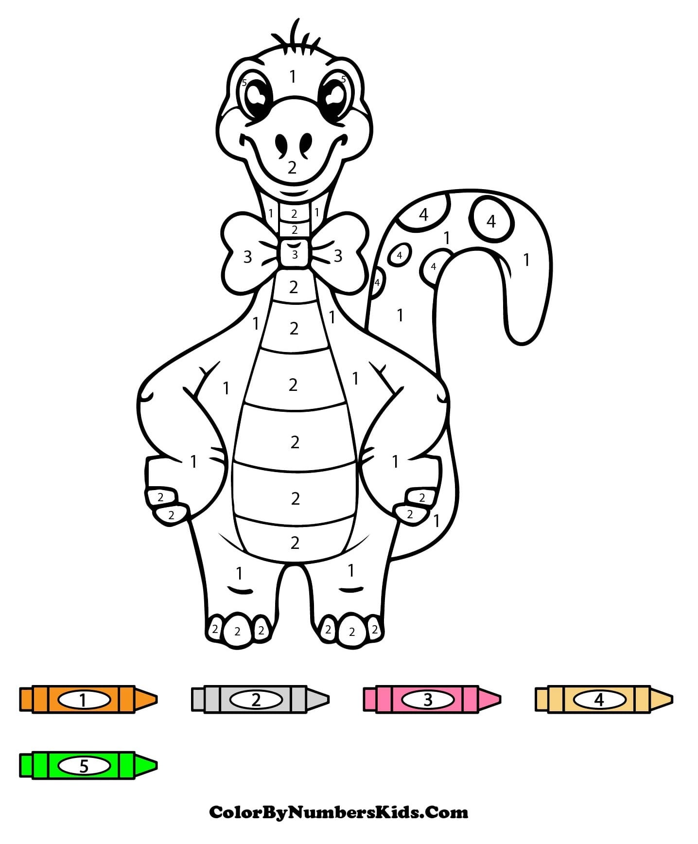 Cartoon Dinosaur Color By Number for Kids