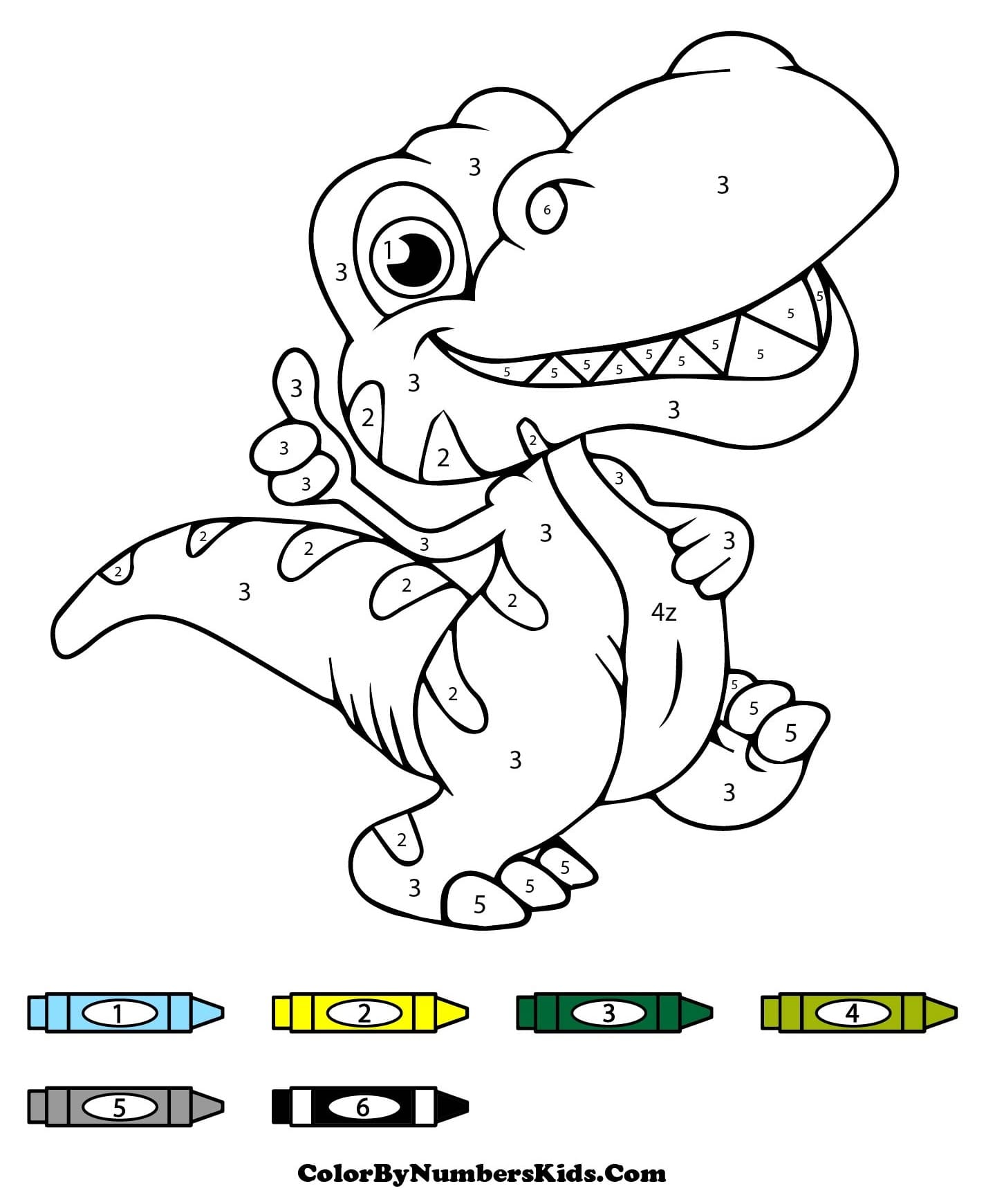 Cartoon Dinosaur Color By Number