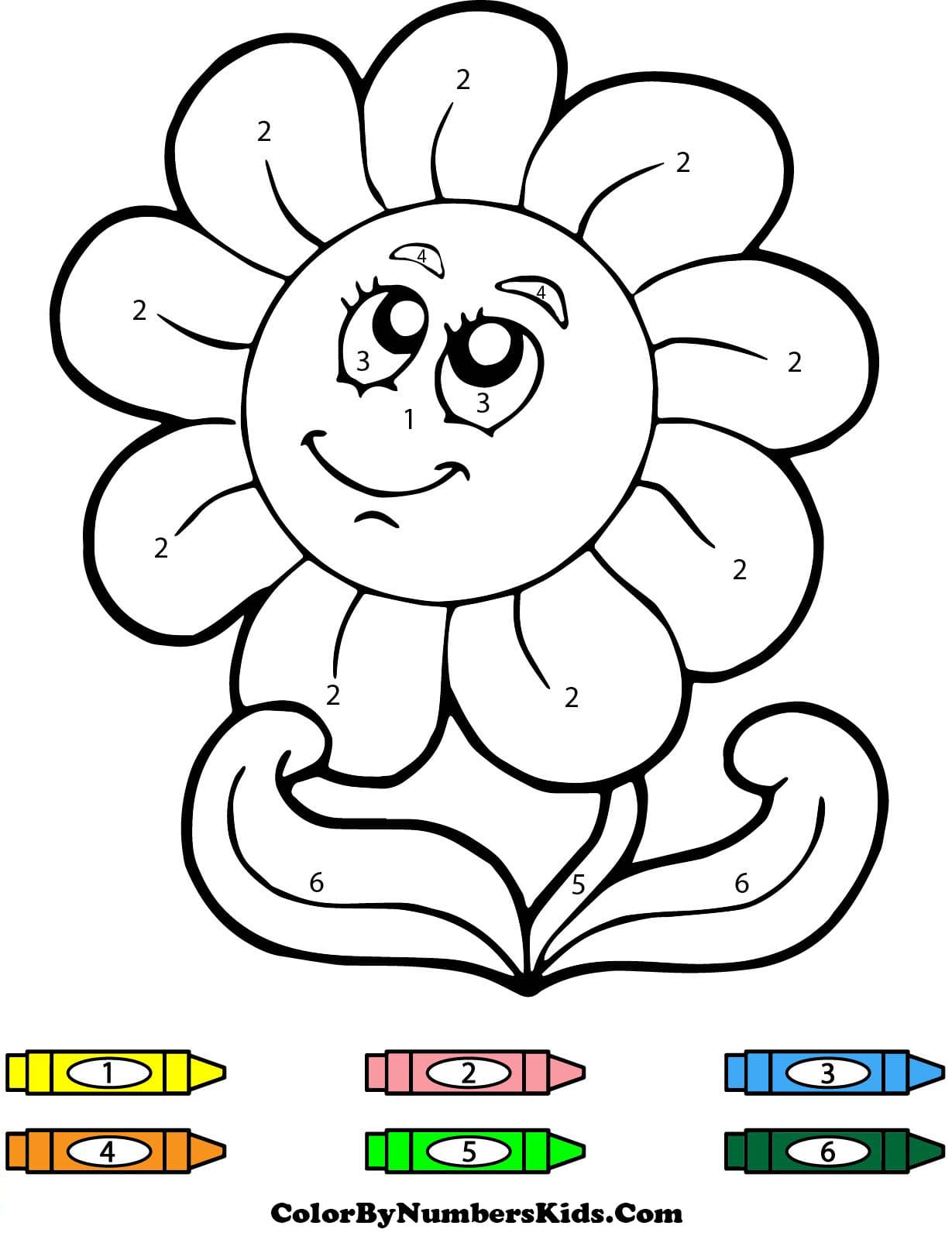 Cartoon Flower Color By Number