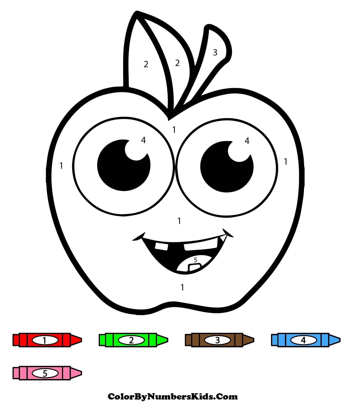 Cartoon Funny Apple Color By Number