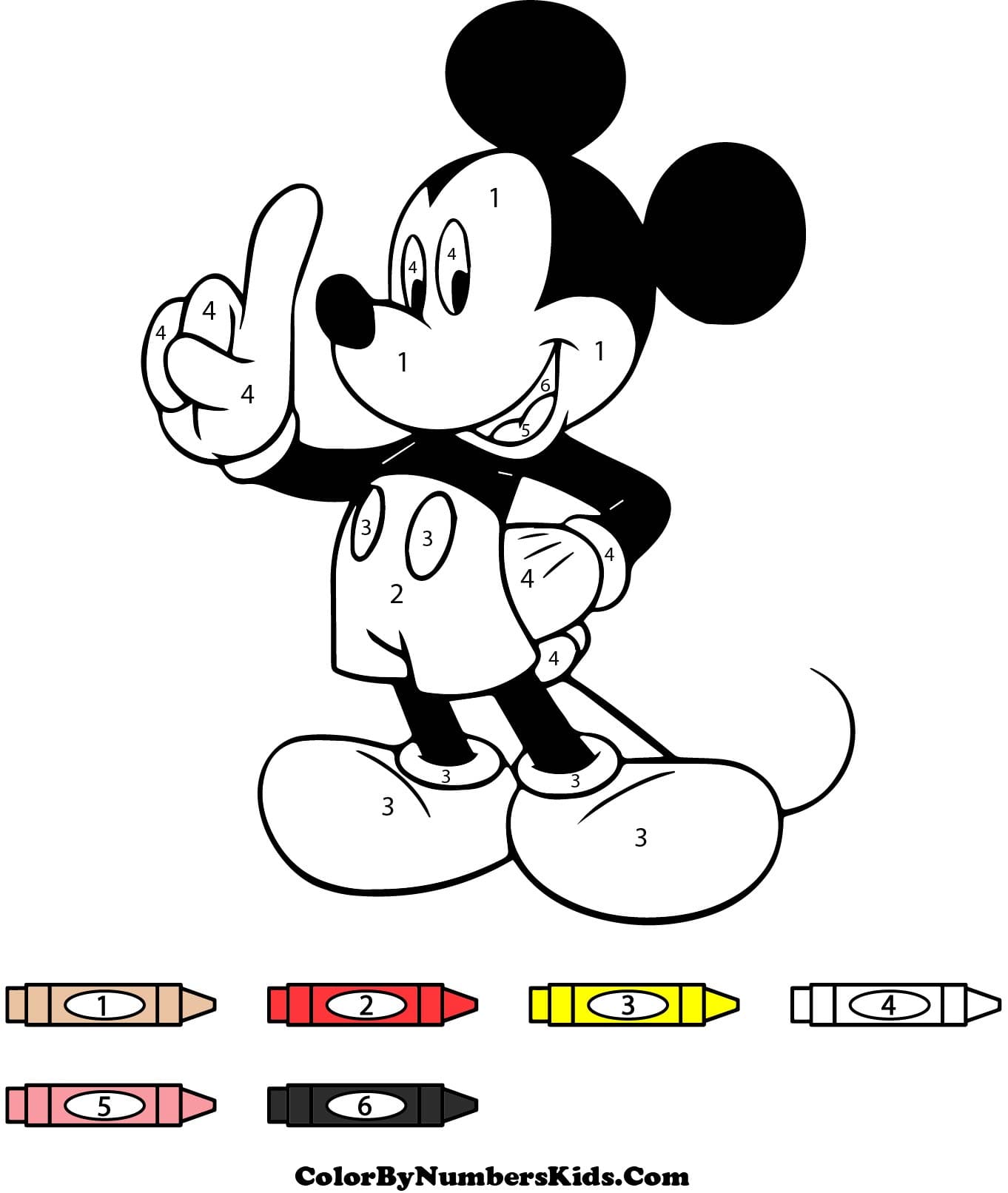 Cartoon Mickey Mouse Color By Number