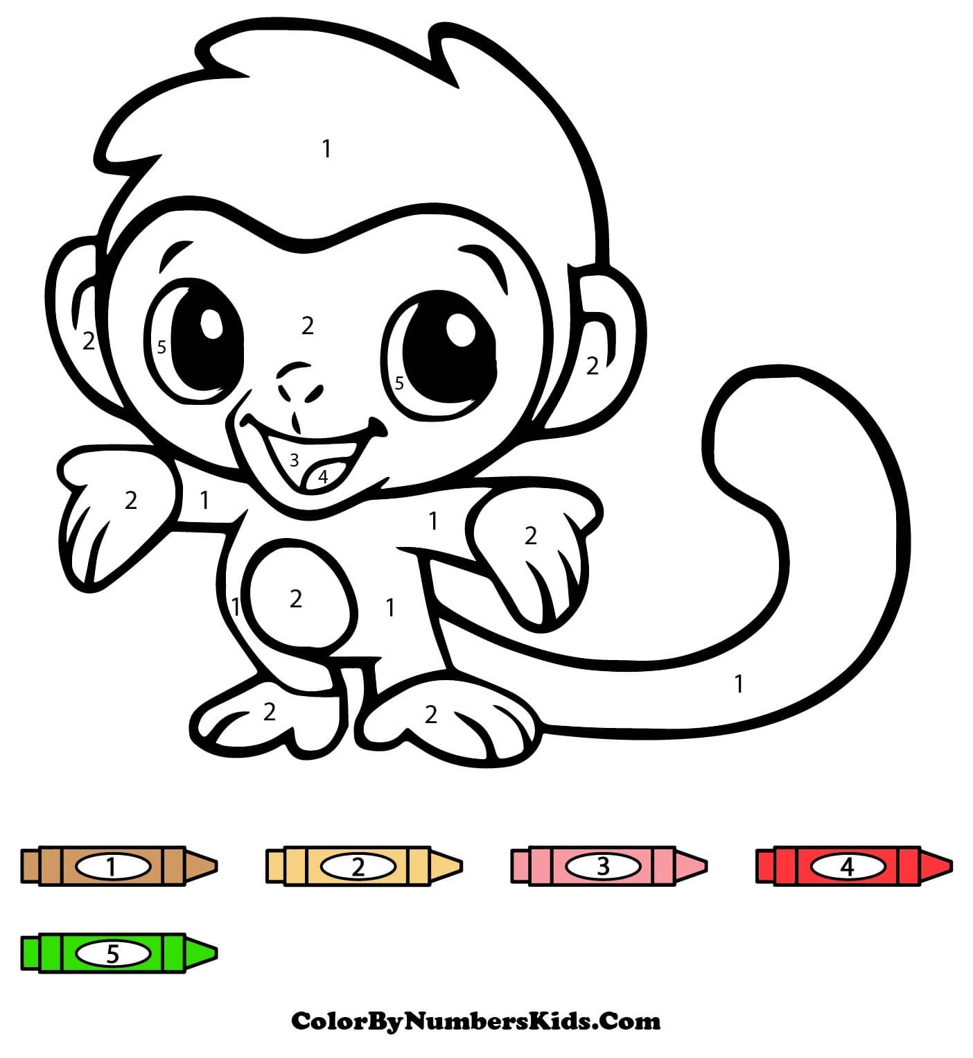 Cartoon Monkey Color By Number For Kids