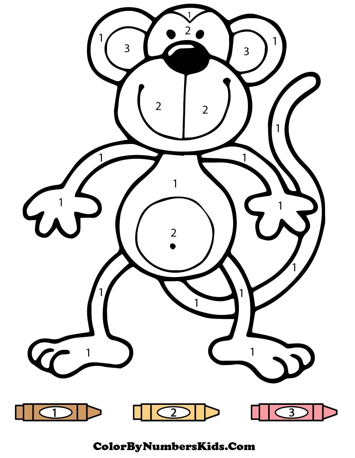 Cartoon Monkey Color By Number