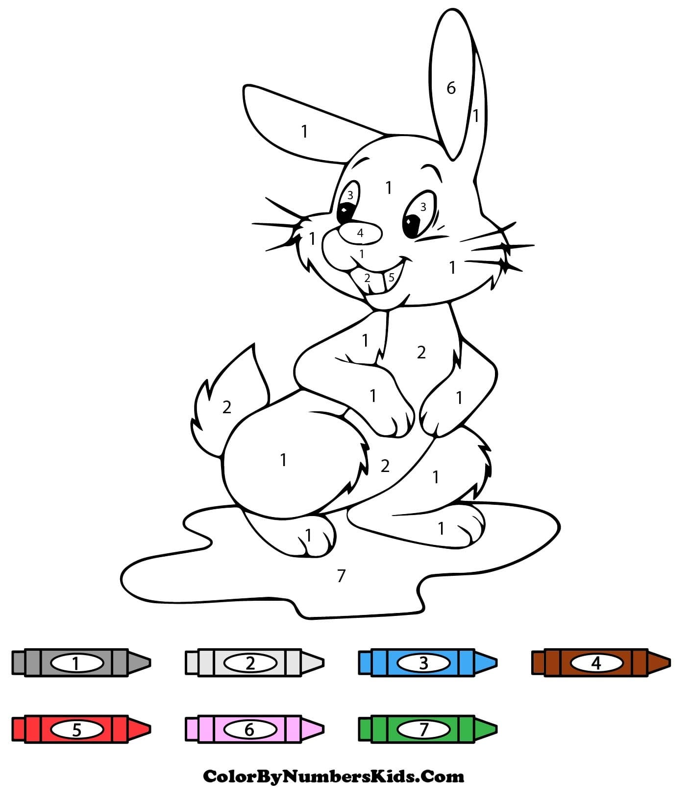 Cartoon Rabbit Color By Number