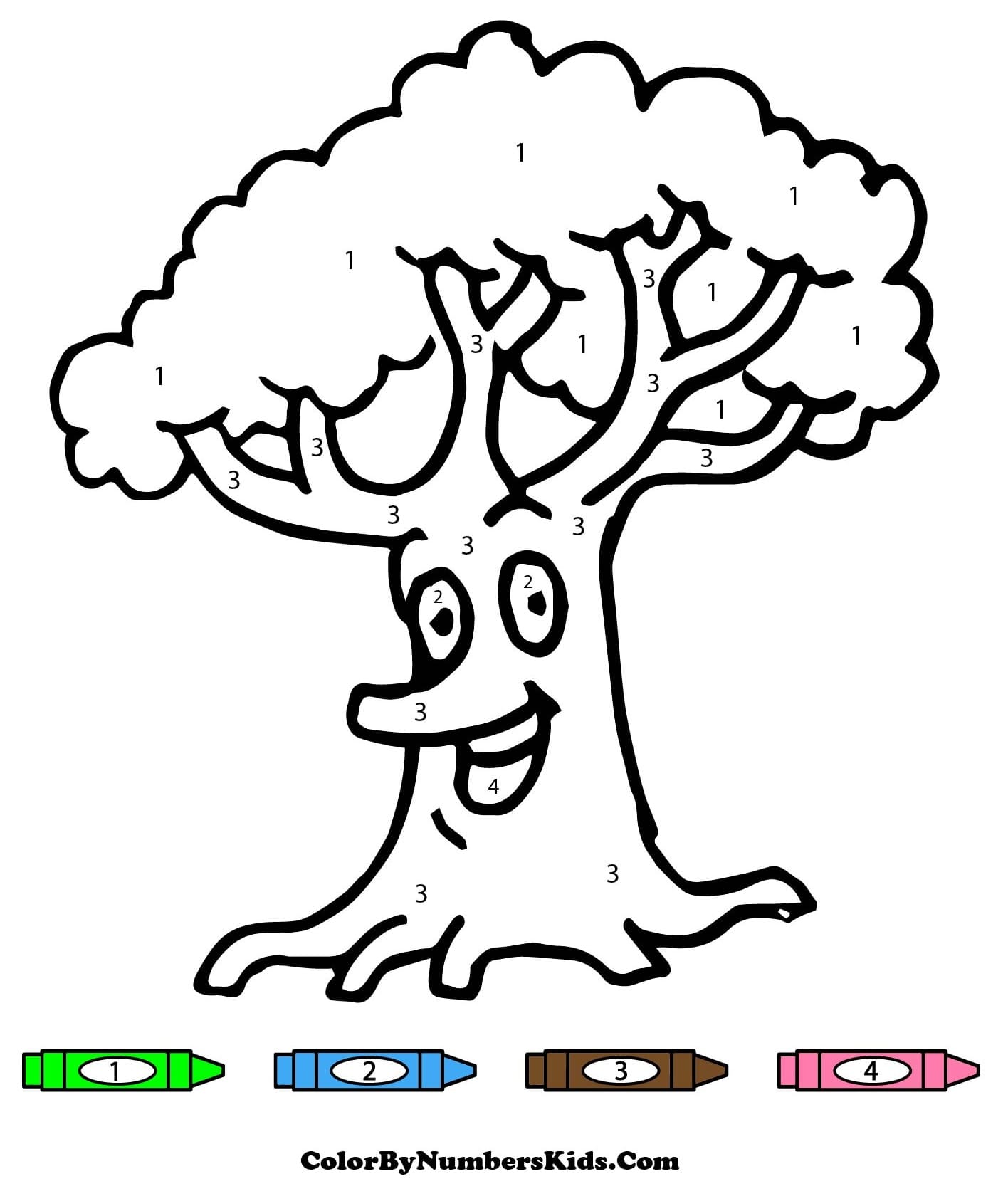 Cartoon Tree Color By Number