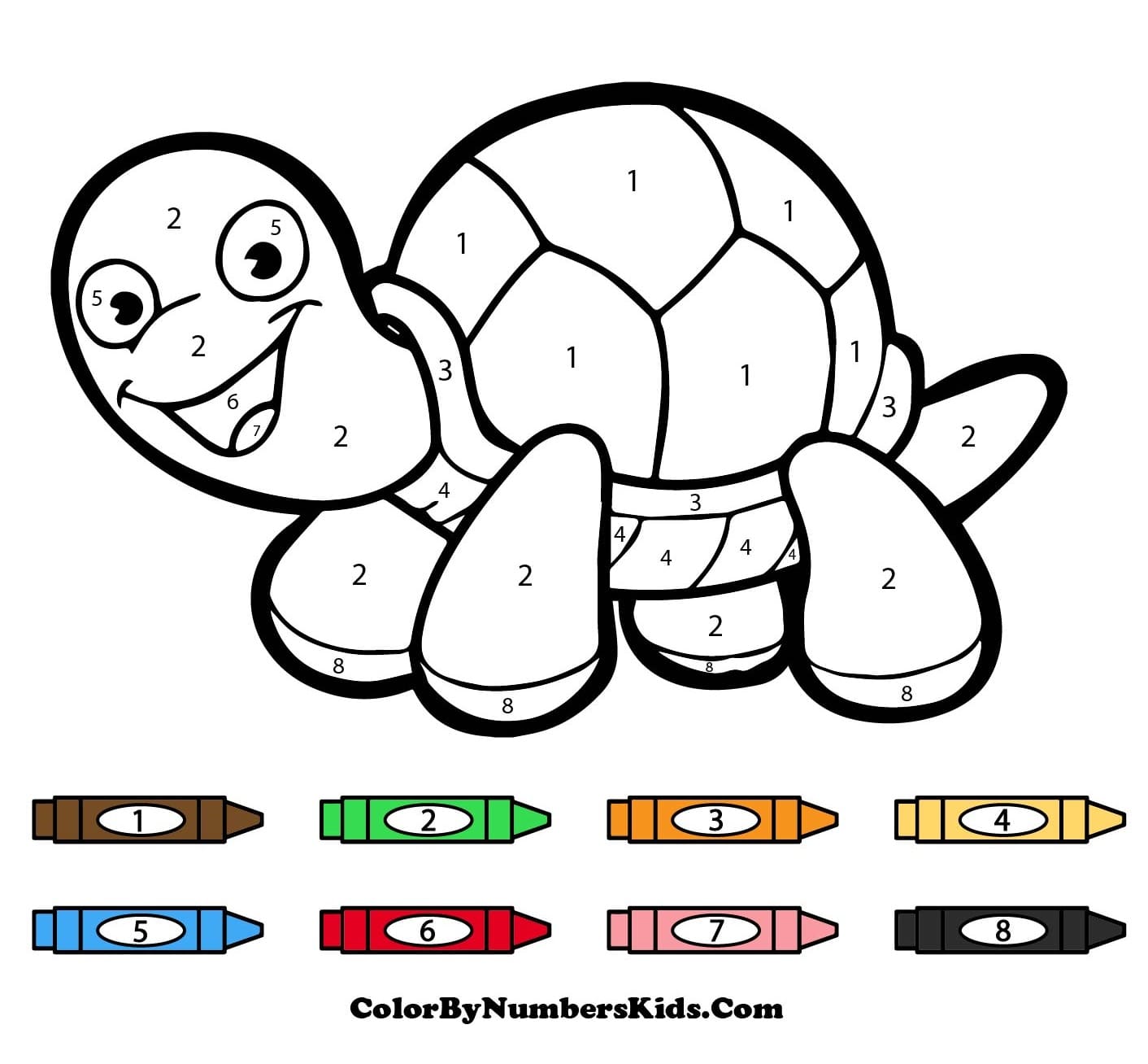 Cartoon Turtle Color By Number