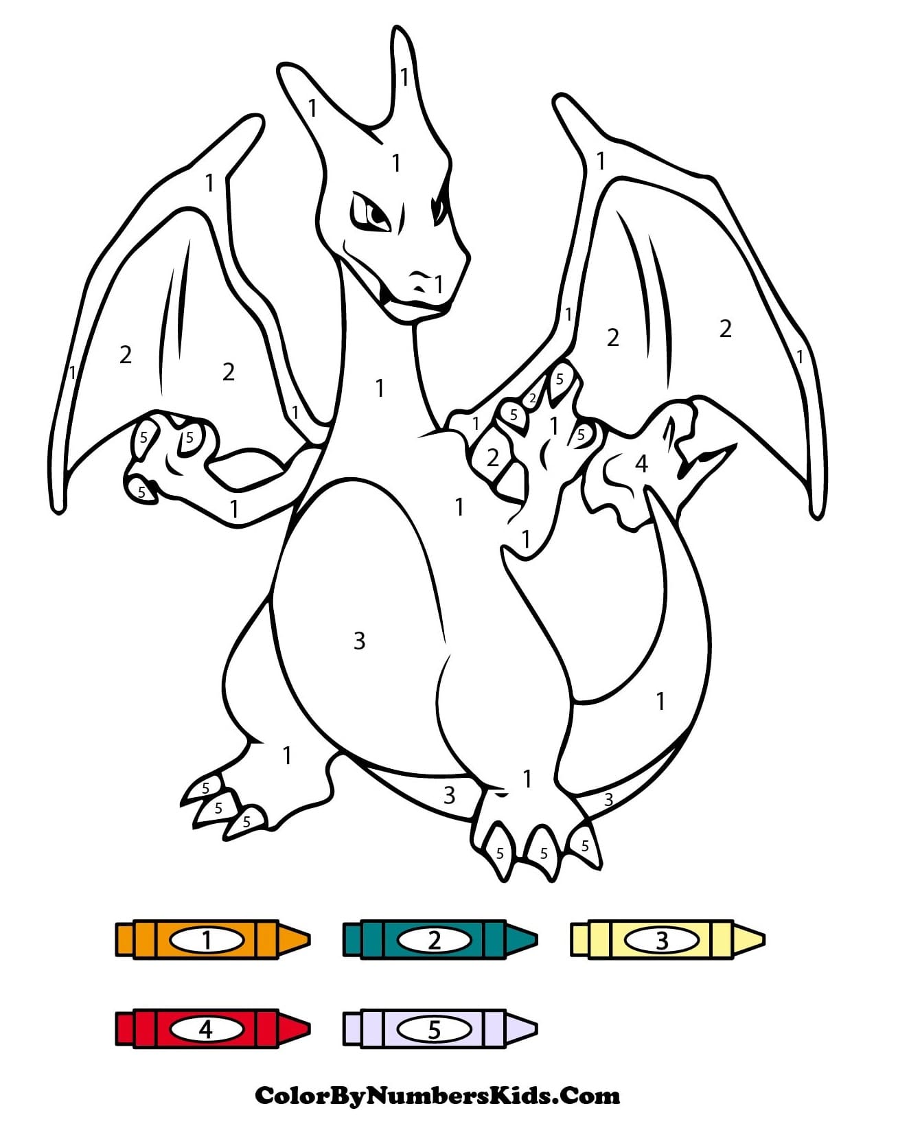Charizard Pokemon Color By Number