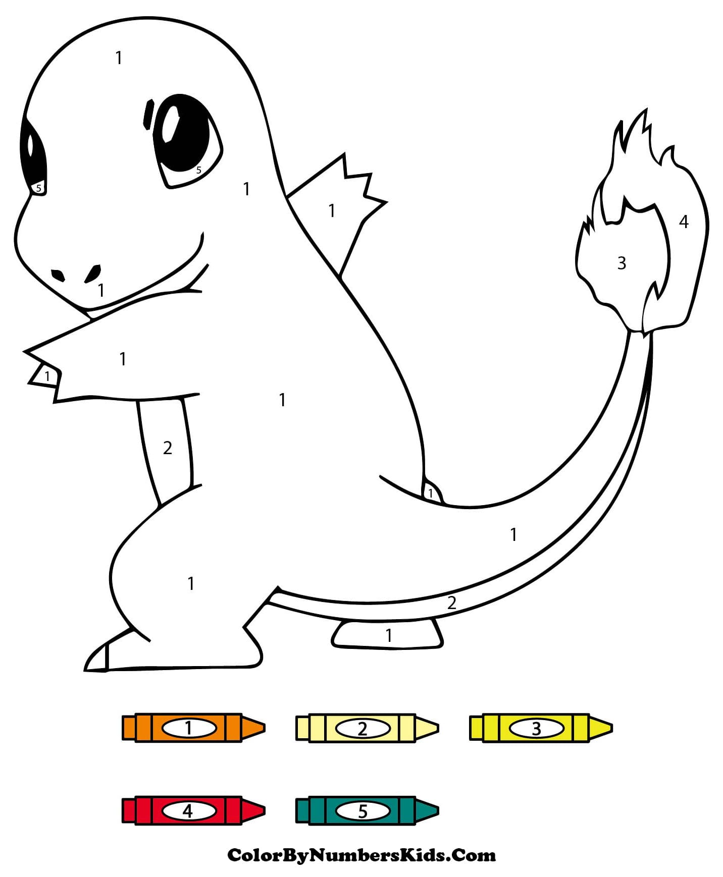 Charmander Color By Numbers
