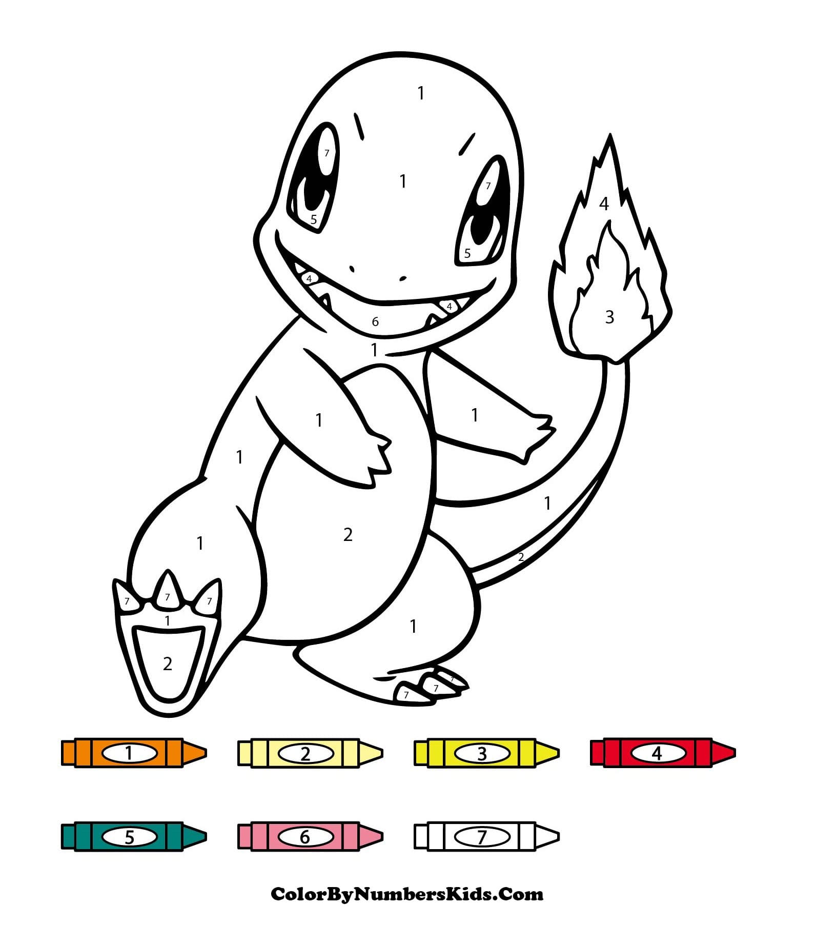 Charmander Pokemon Color By Numbers