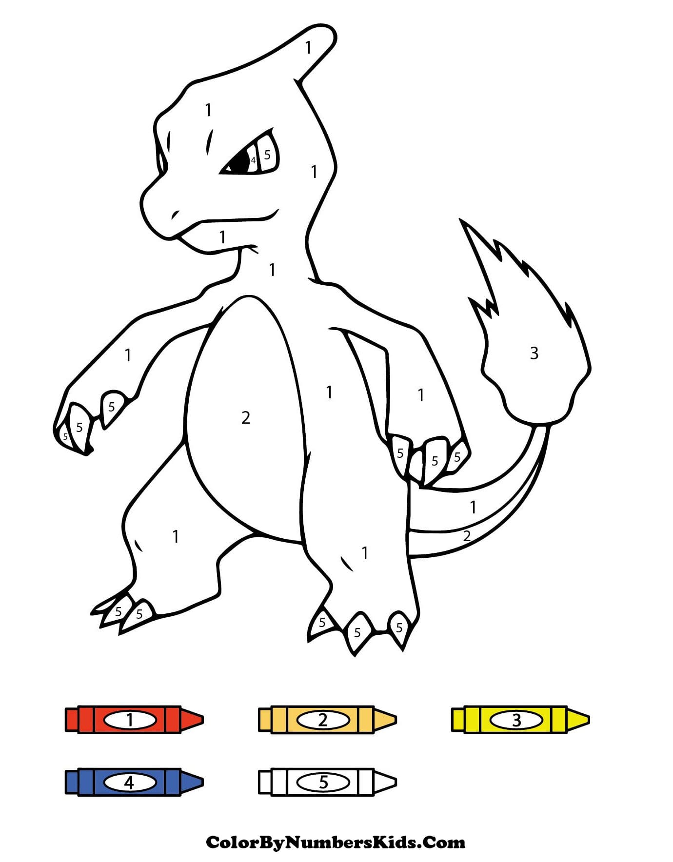 Charmeleon Pokemon Color By Numbers