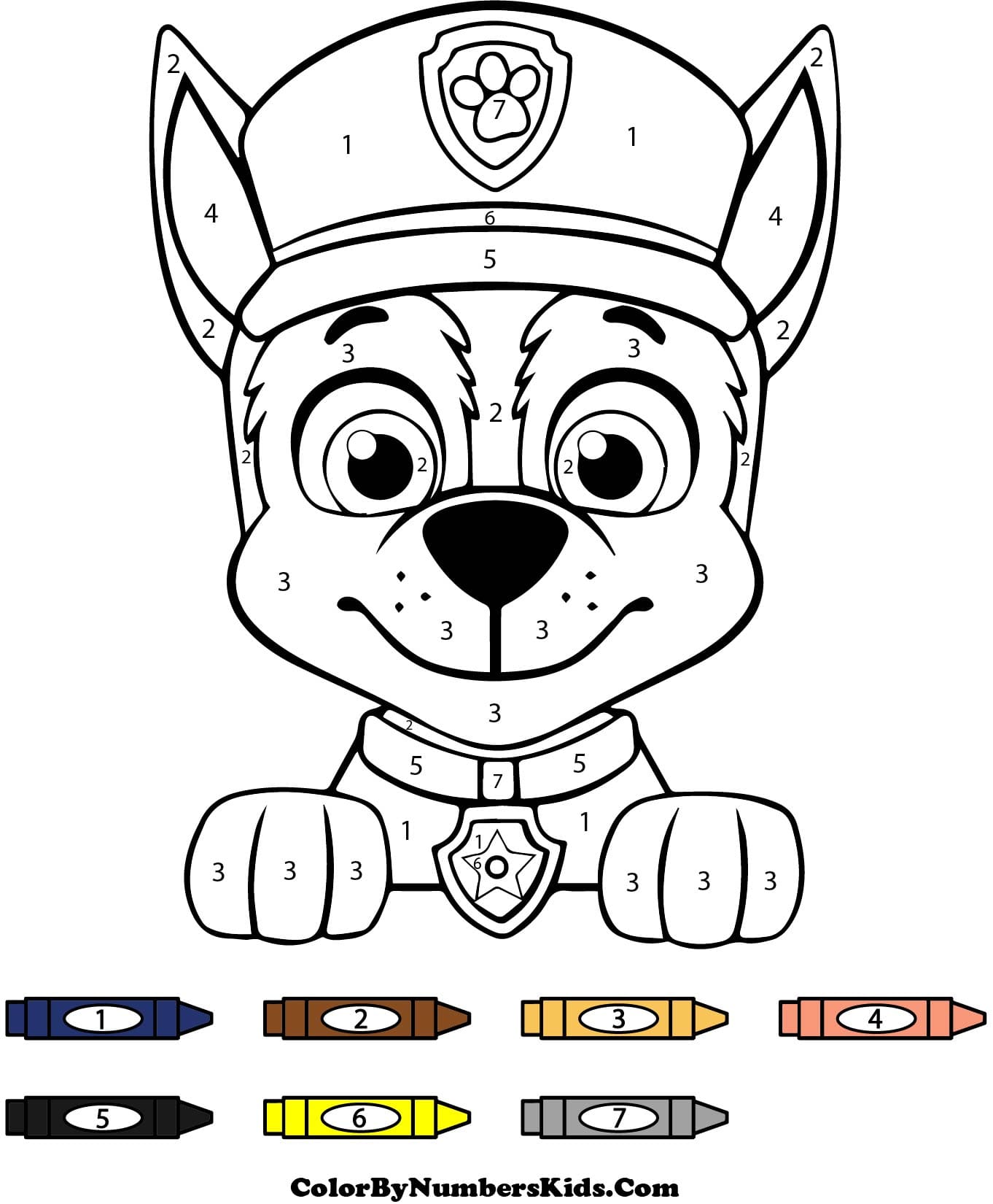 Chase Paw Patrol Color By Number
