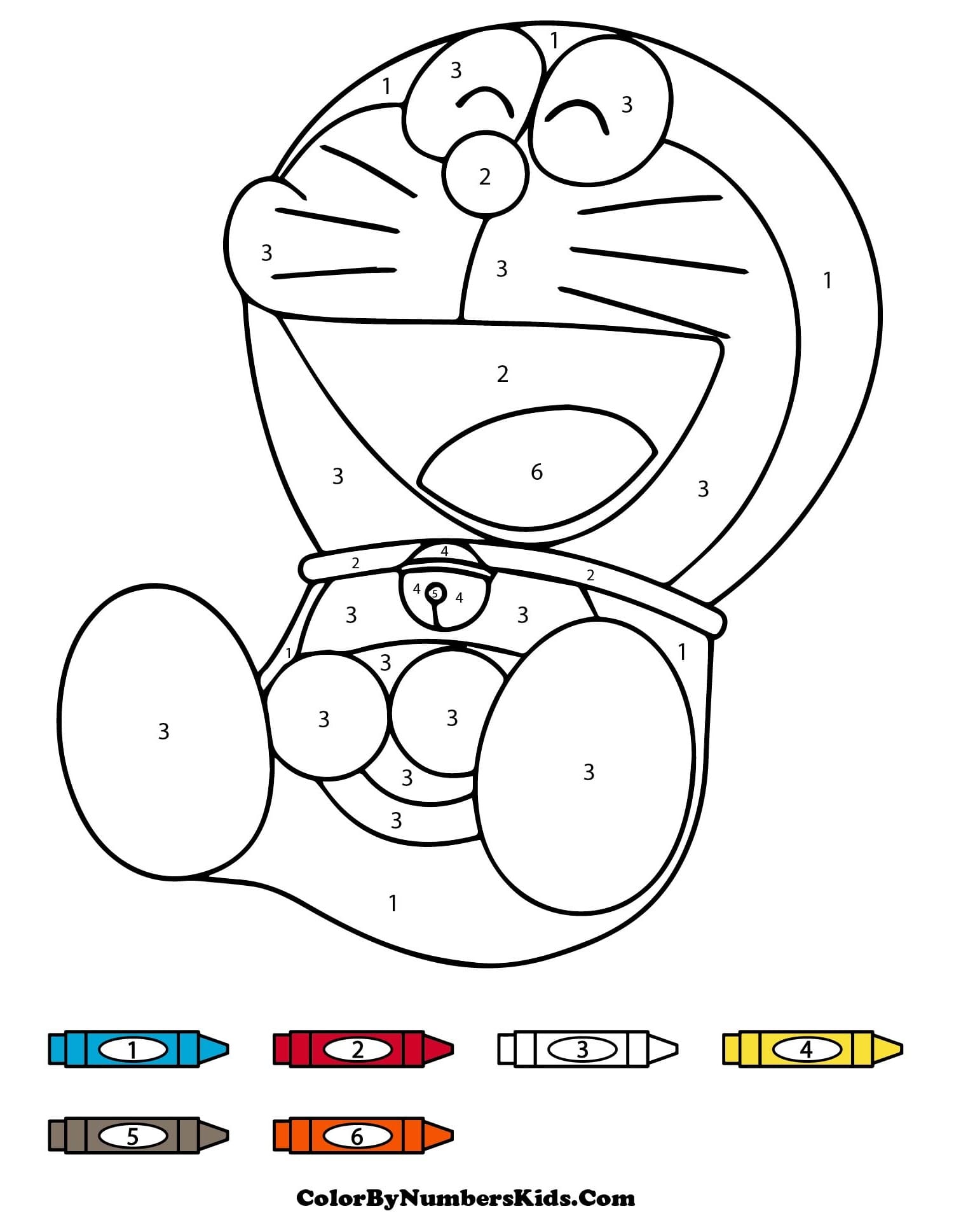 Cheerful Doraemon Color By Number