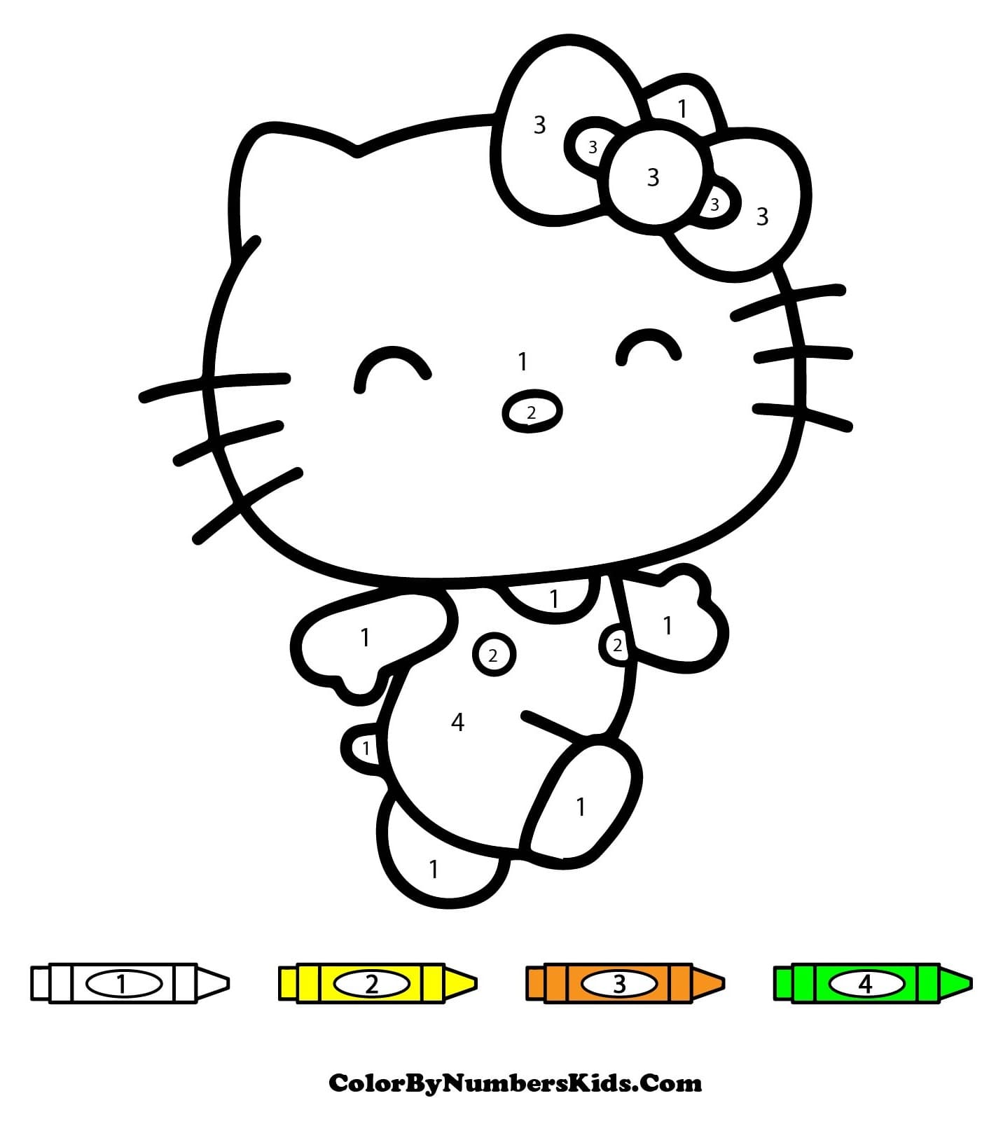 Cheerful Hello Kitty Color By Number