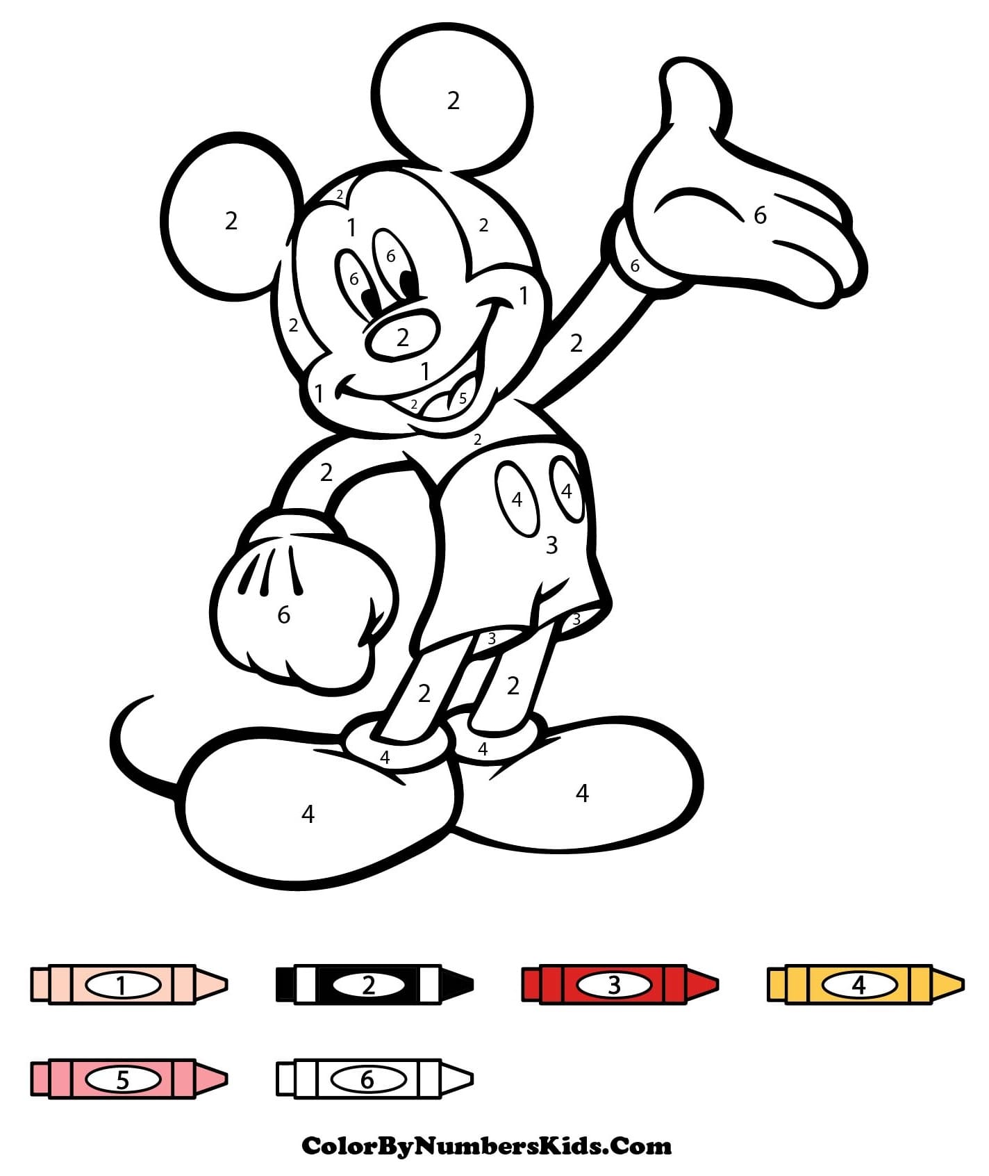Cheerful Mickey Mouse Color By Number