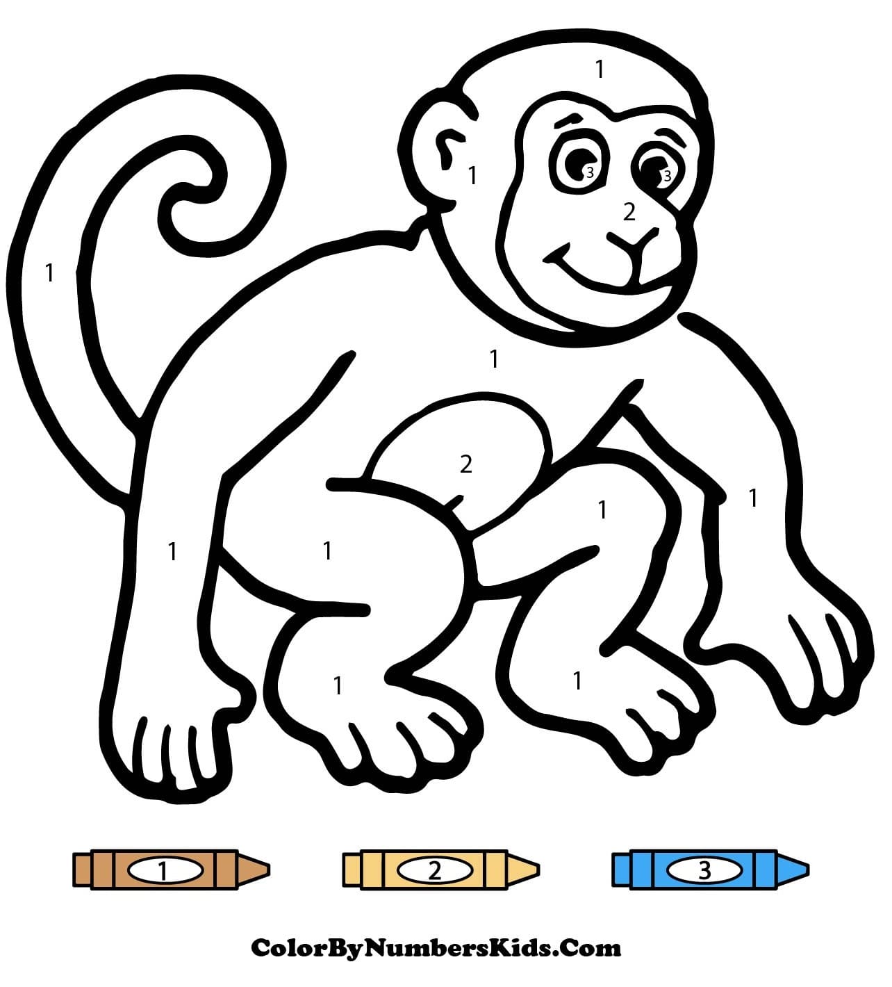 Cheerful Monkey Color By Number