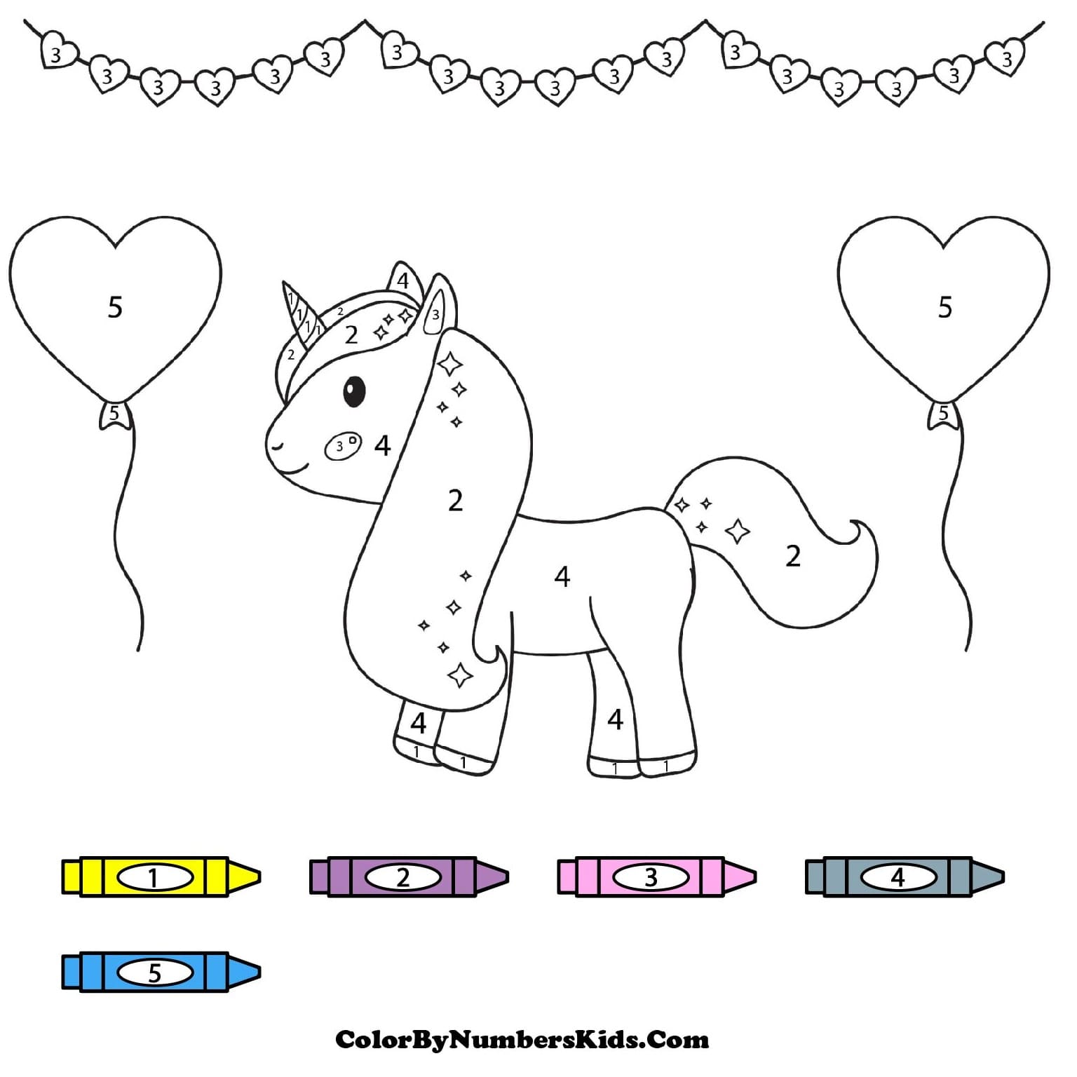 Cheerful Unicorn Color By Number