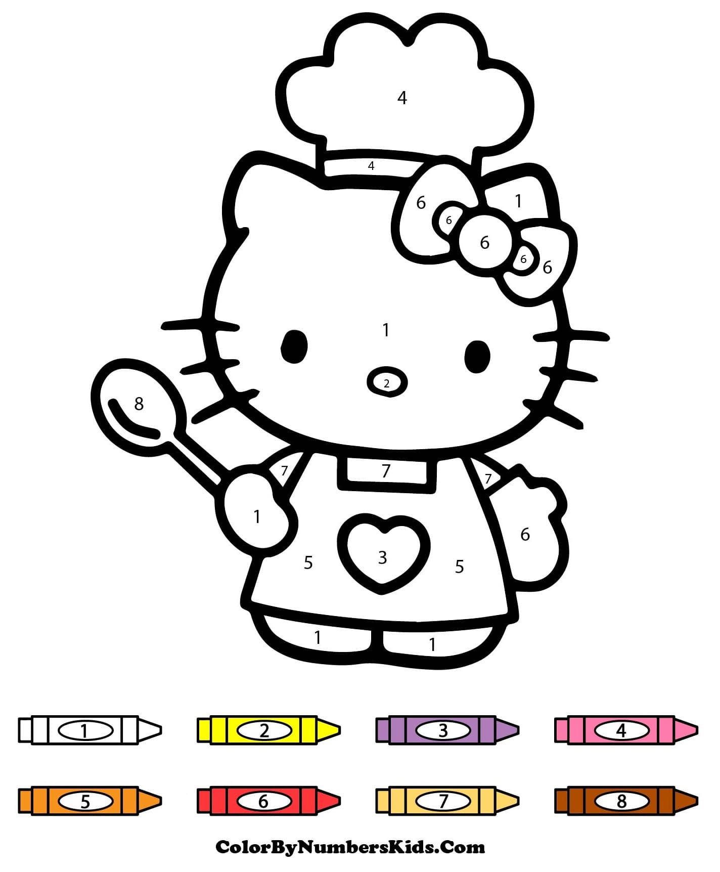 Chef Hello Kitty Color By Number