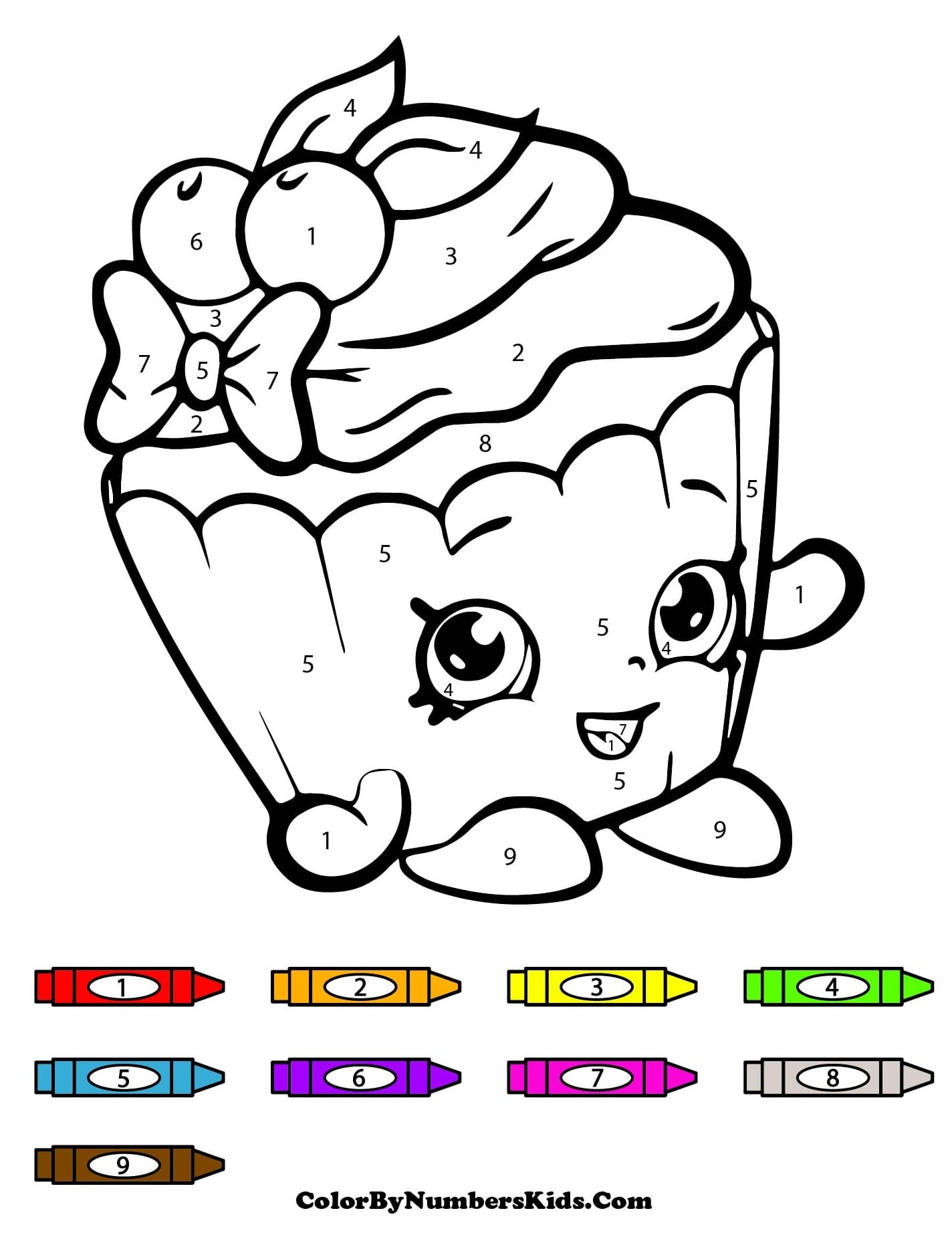 Cherry Nice Cupcake Shopkins Color By Number