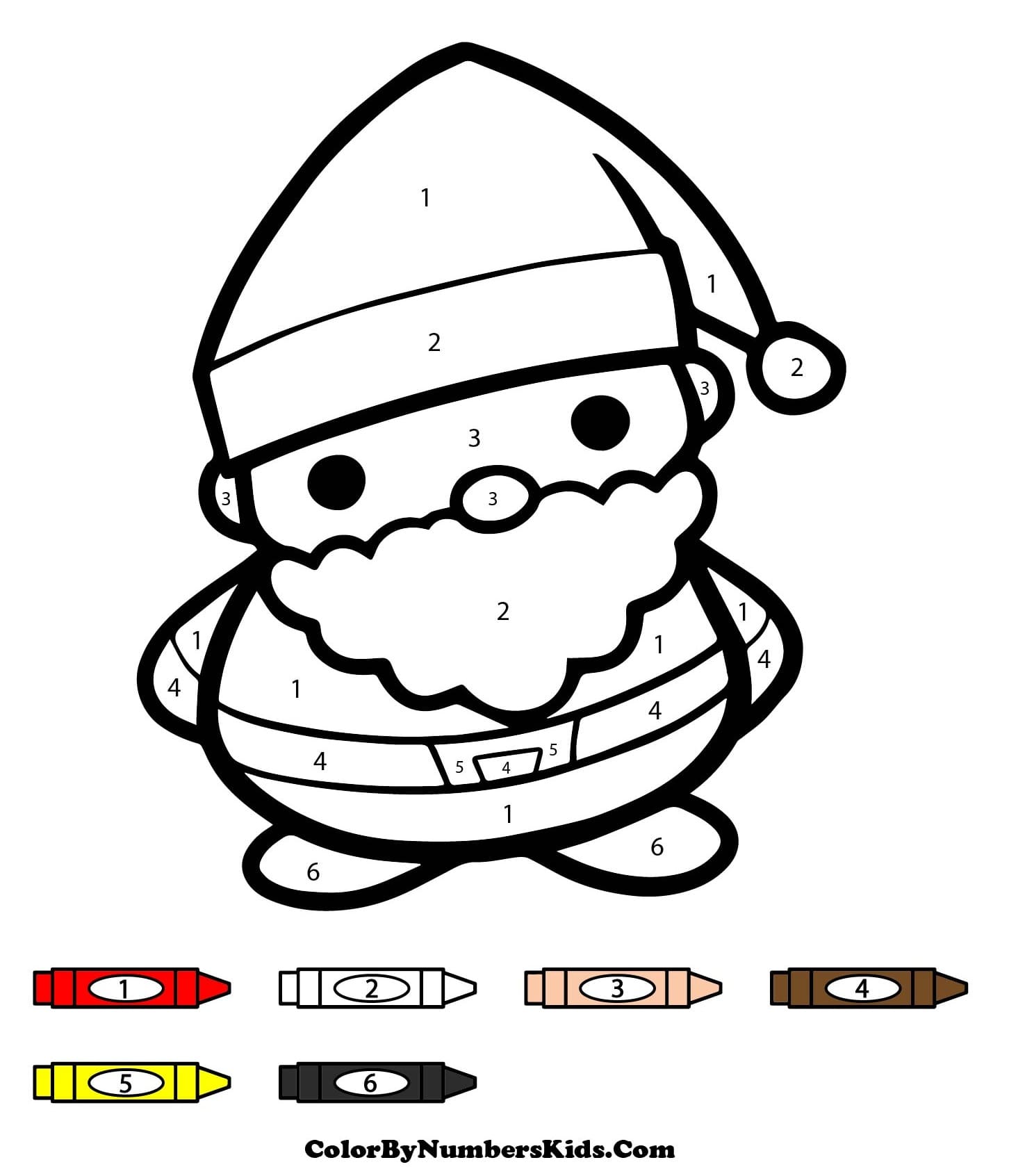 Chibi Santa Claus Color By Number