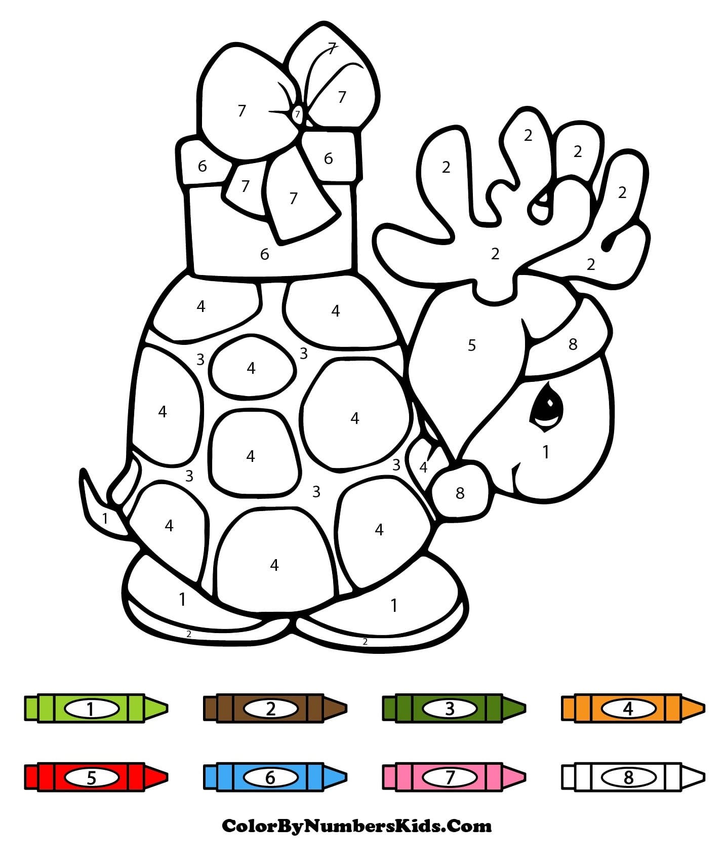 Christmas Turtle Color By Number