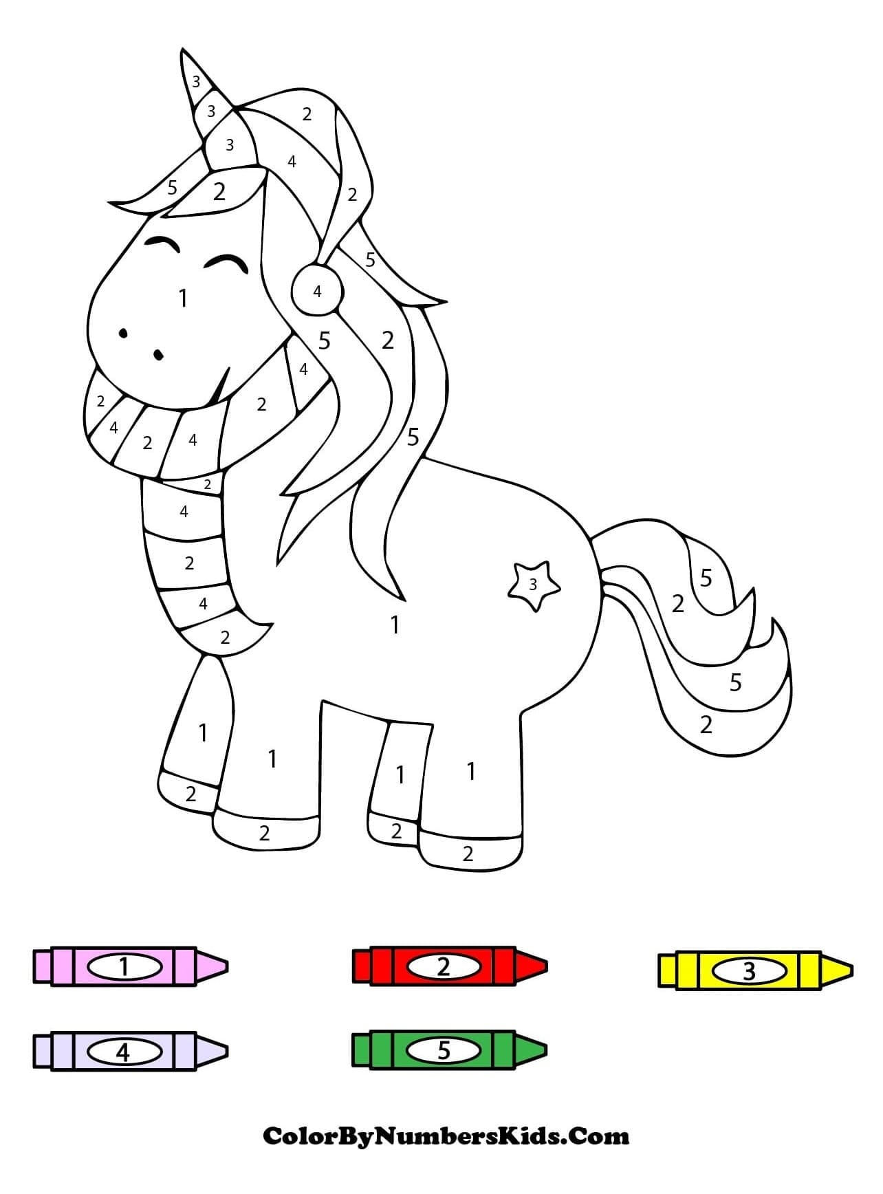 Christmas Unicorn Color By Number