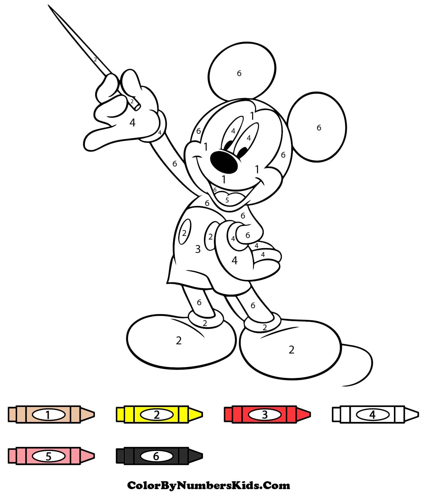 Cool Mickey Mouse Color By Number