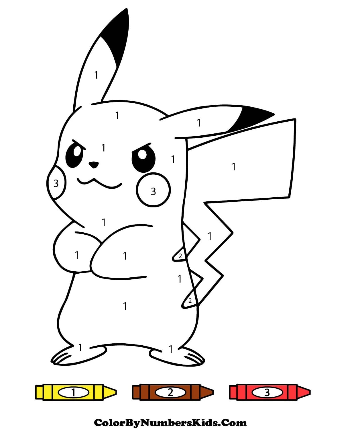 Cool Pikachu Pokemon Color By Number