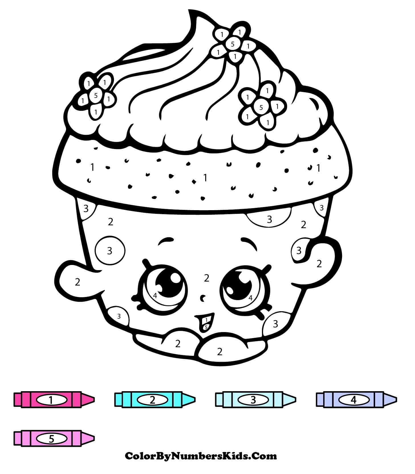 Cupcake Petal Shopkins Color By Number