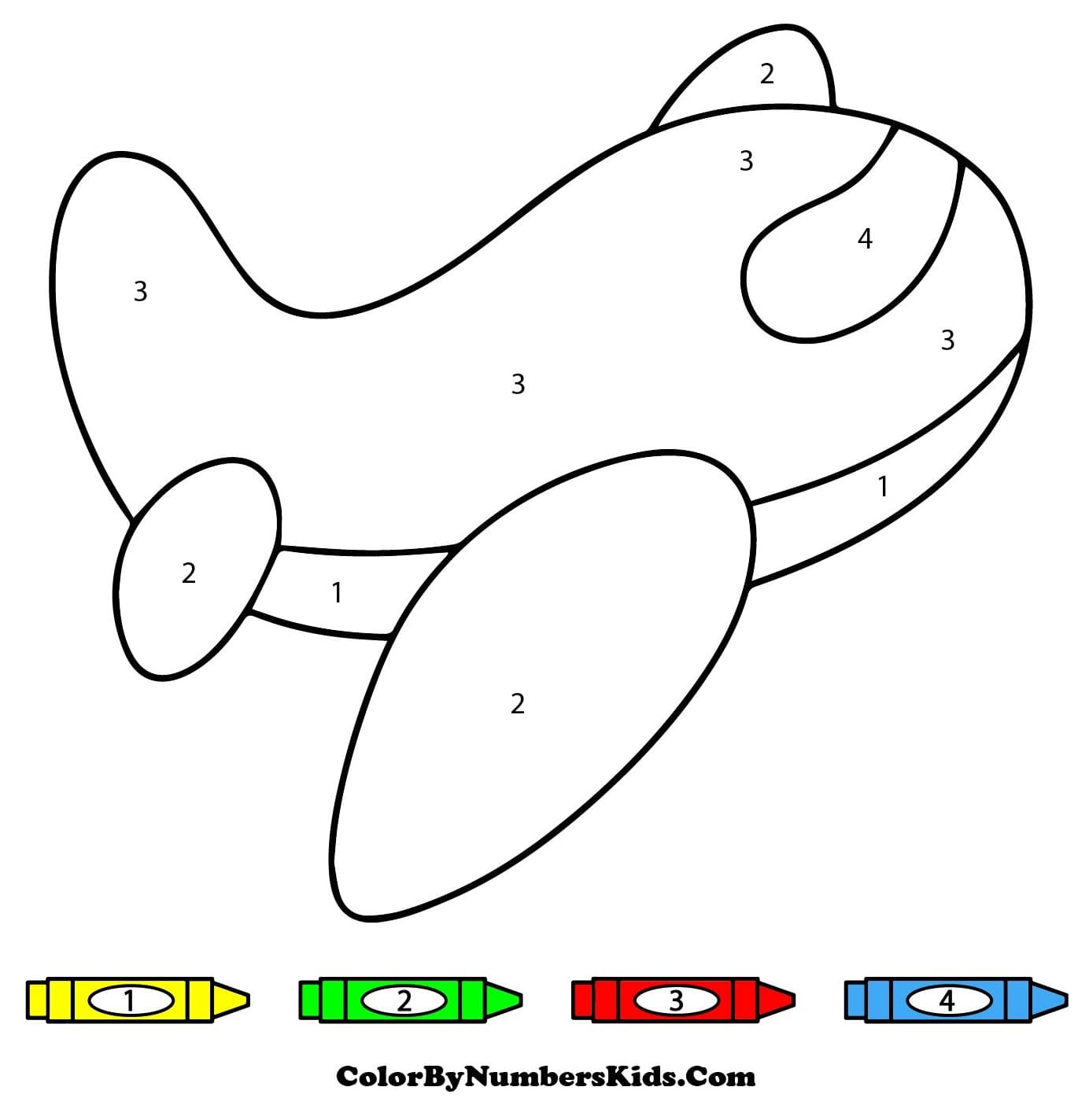 Cute Airplane Color By Number For Kids