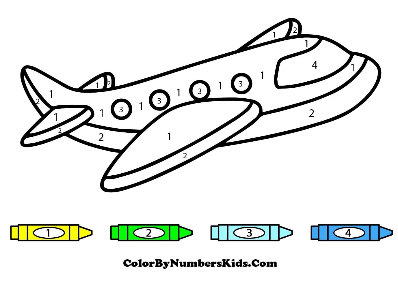 Cute Airplane Color By Number