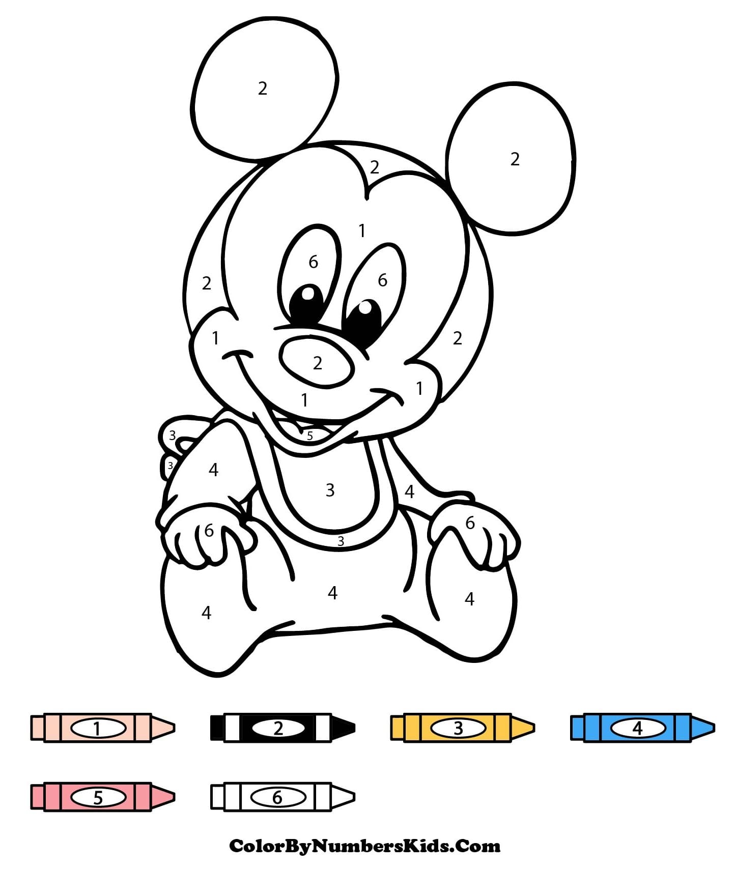 Cute Baby Mickey Mouse Color By Number