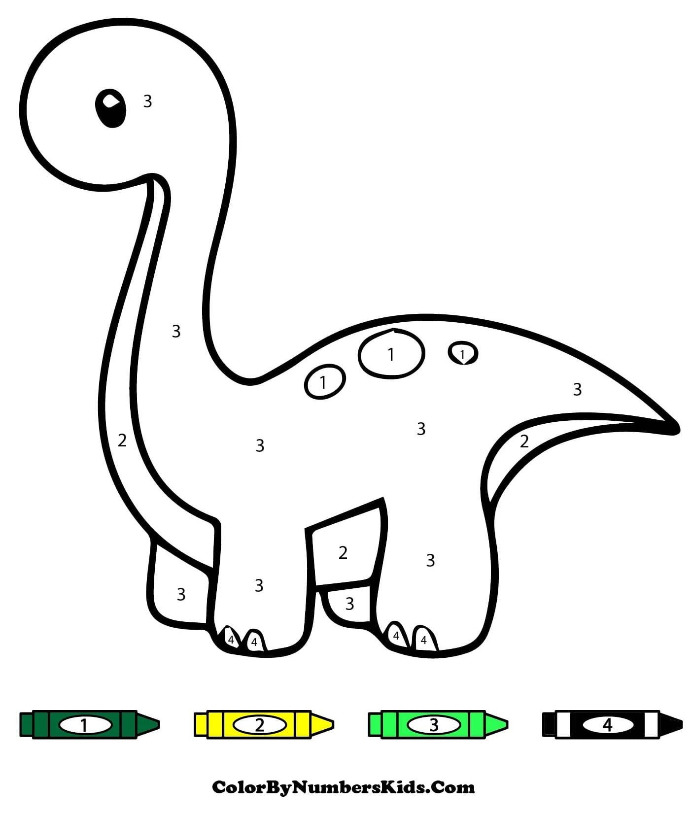 Cute Dinosaur Color By Number