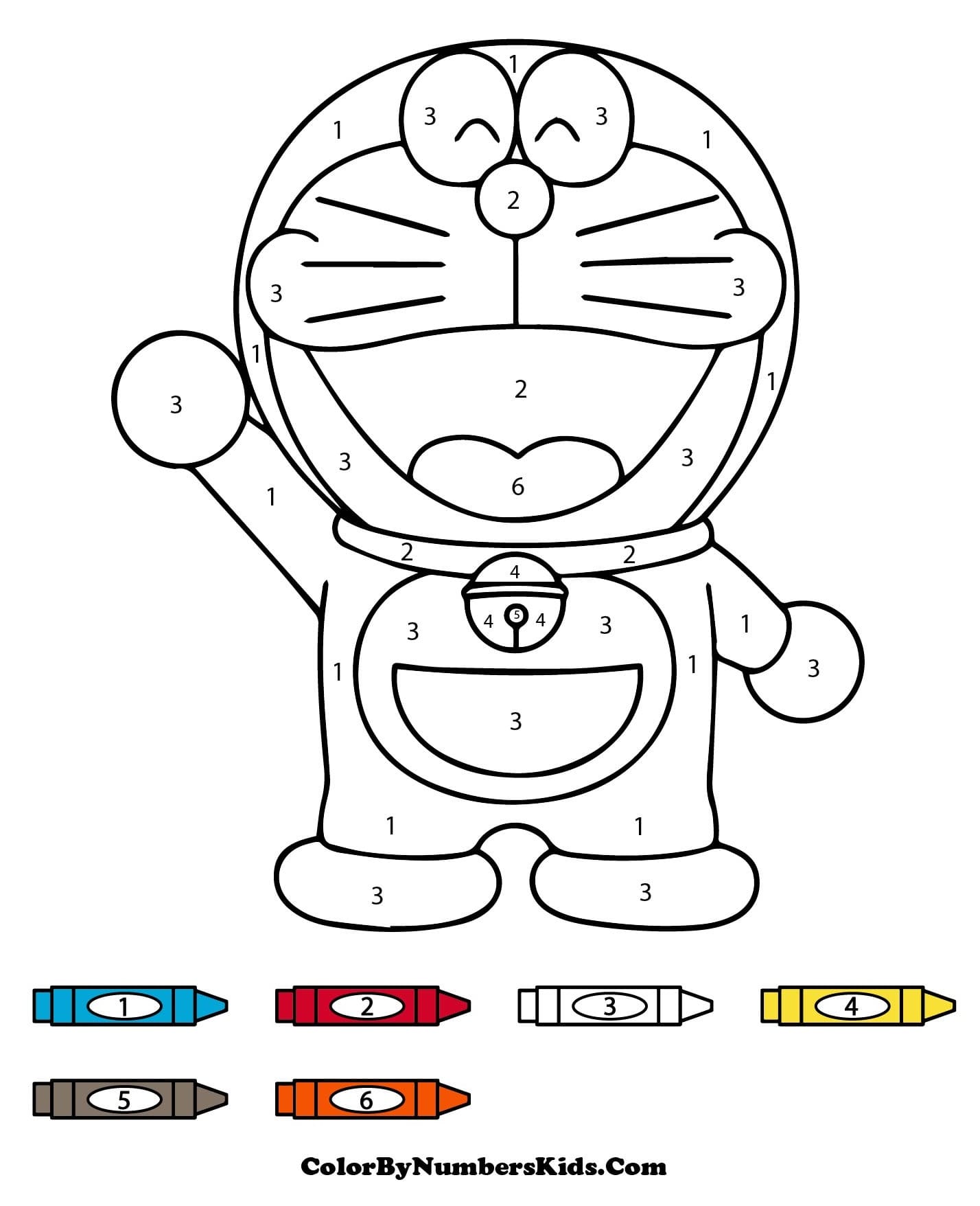 Cute Doraemon Color By Number For Kids