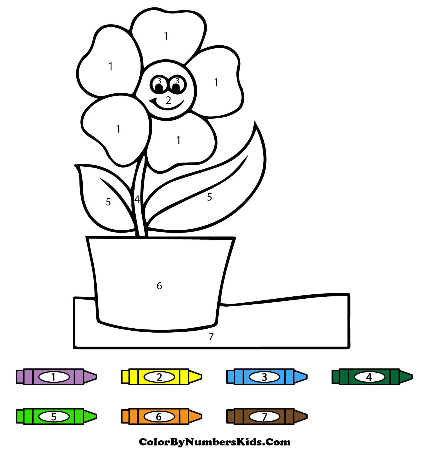 Cute Flower Pot Color By Number