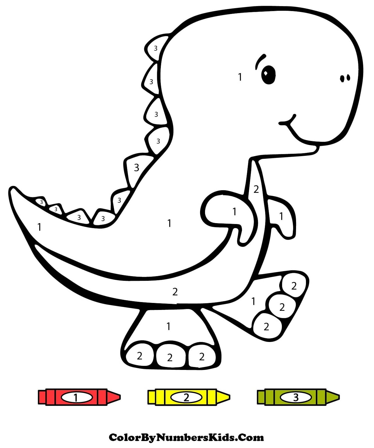 Cute Little Dinosaur Color By Number