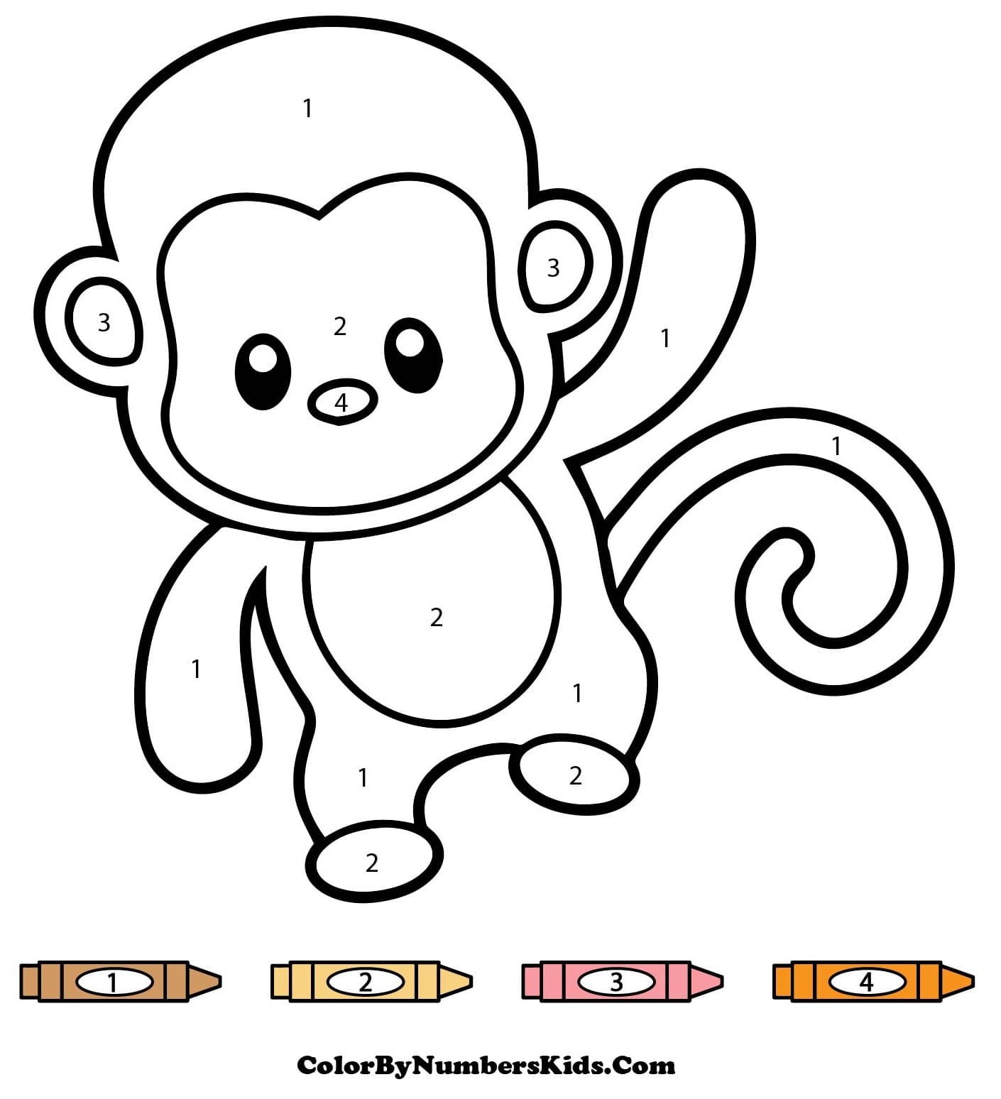 Cute Monkey Color By Number