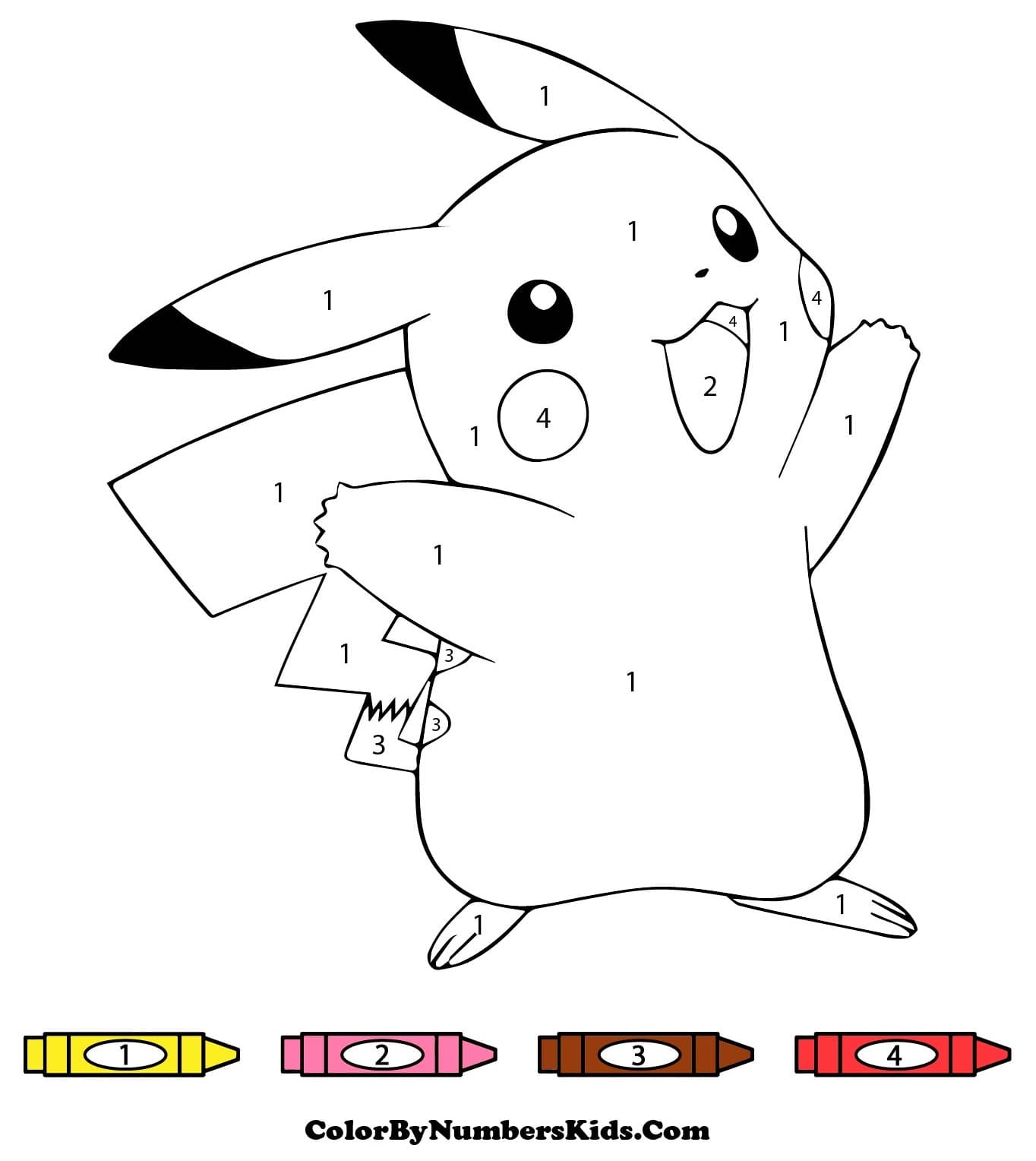 Cute Pikachu Color By Number