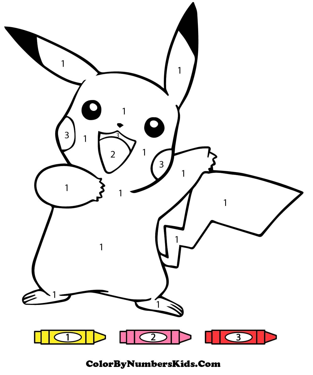 Cute Pikachu Pokemon Color By Number