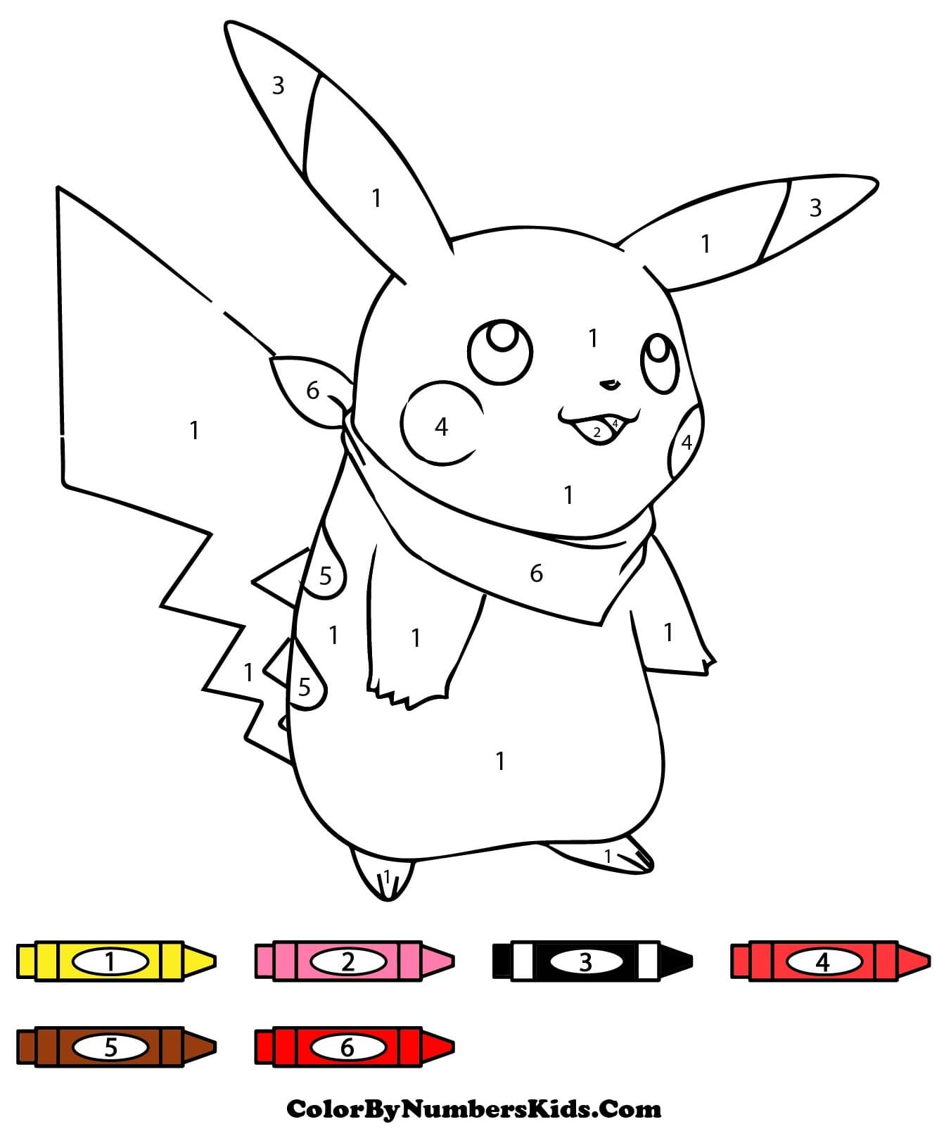 Cute Pokemon Pikachu Color By Number