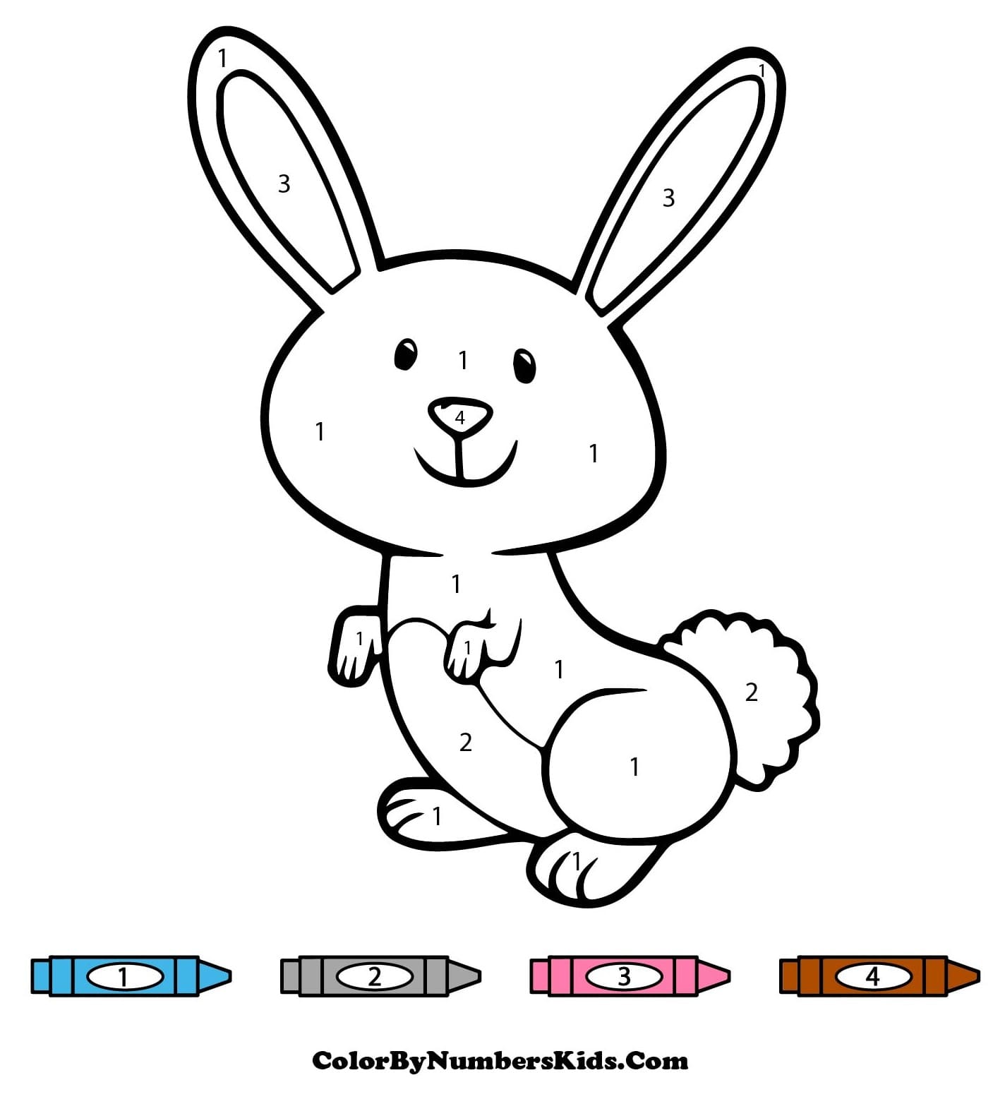 Cute Rabbit Color By Number For Kids